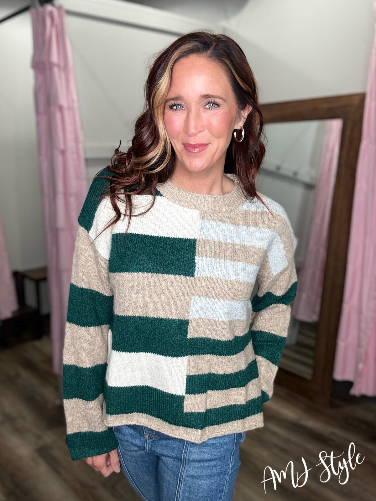 The Color Block Edit Sweater - Green