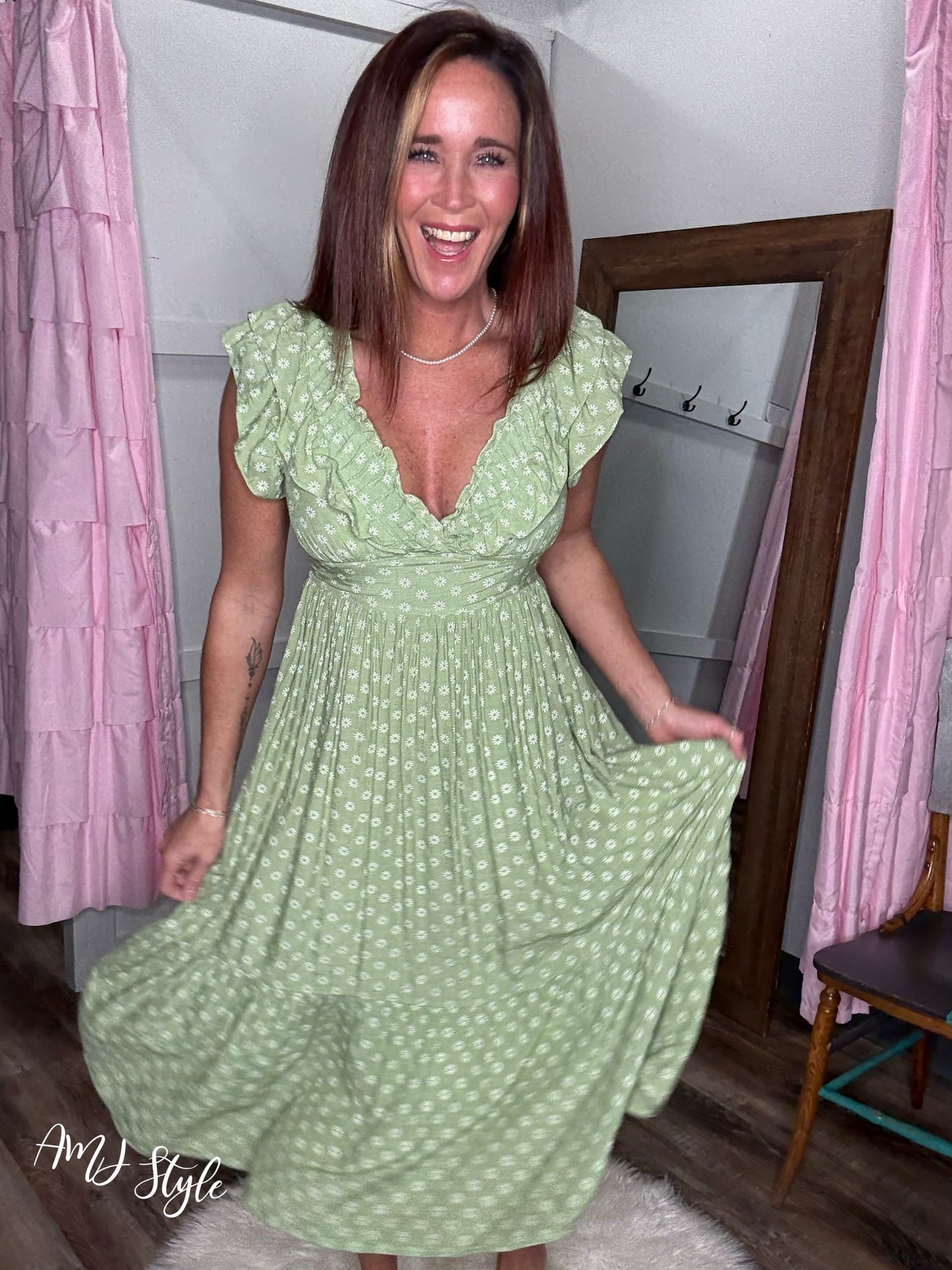 Green Grace Midi Dress