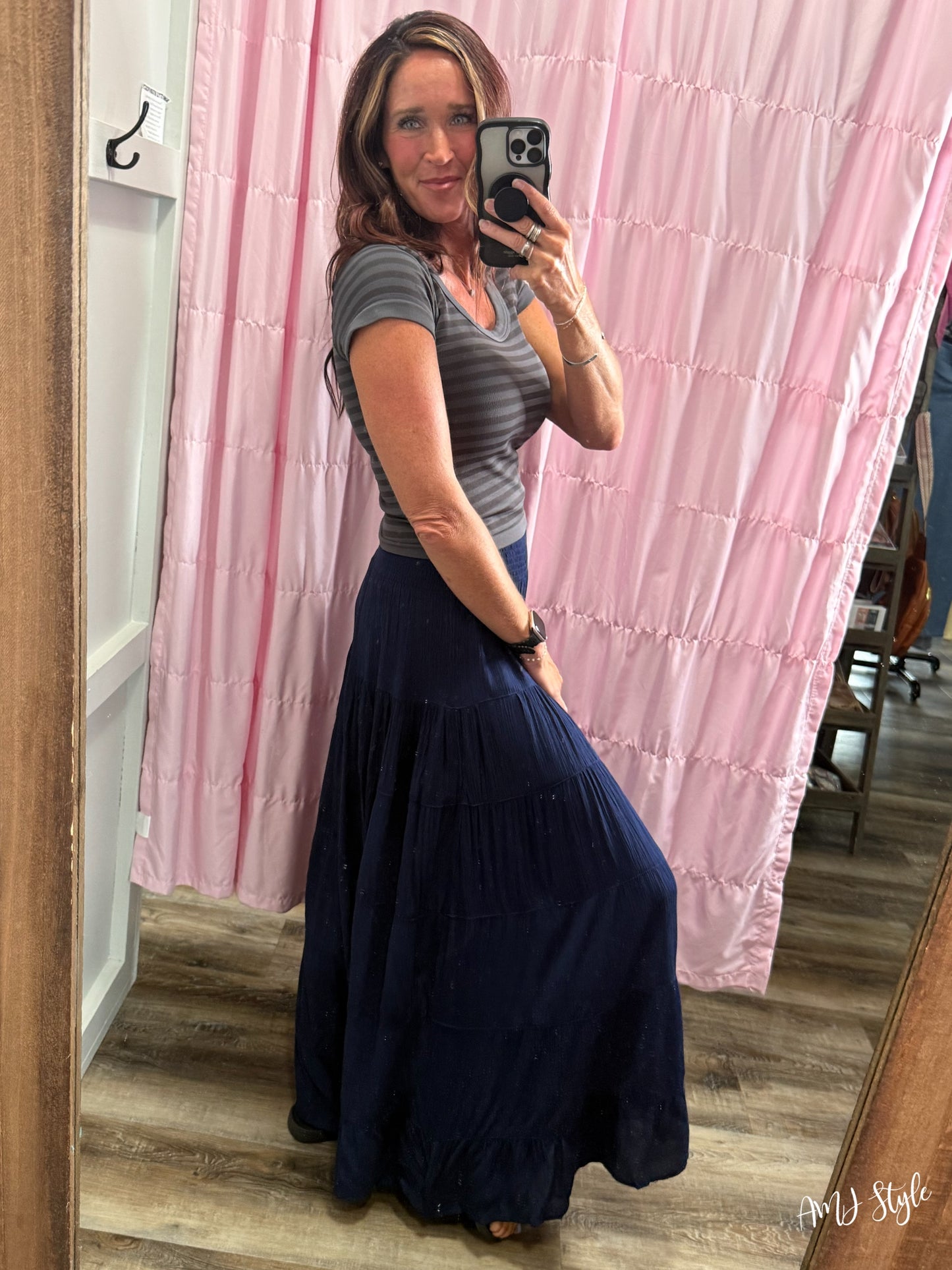 Vintage Navy Maxi Skirt