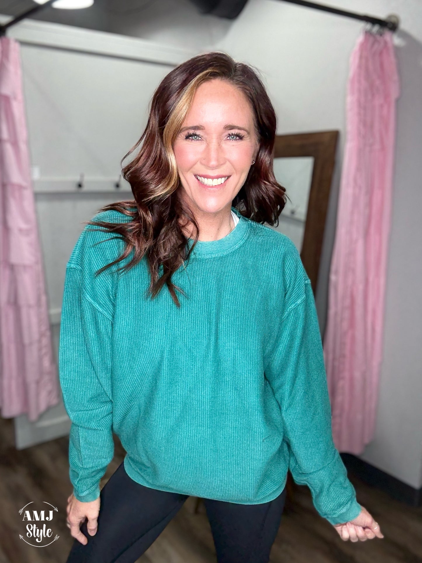 Luxe Corded Crew Sweatshirt - Alexandrite