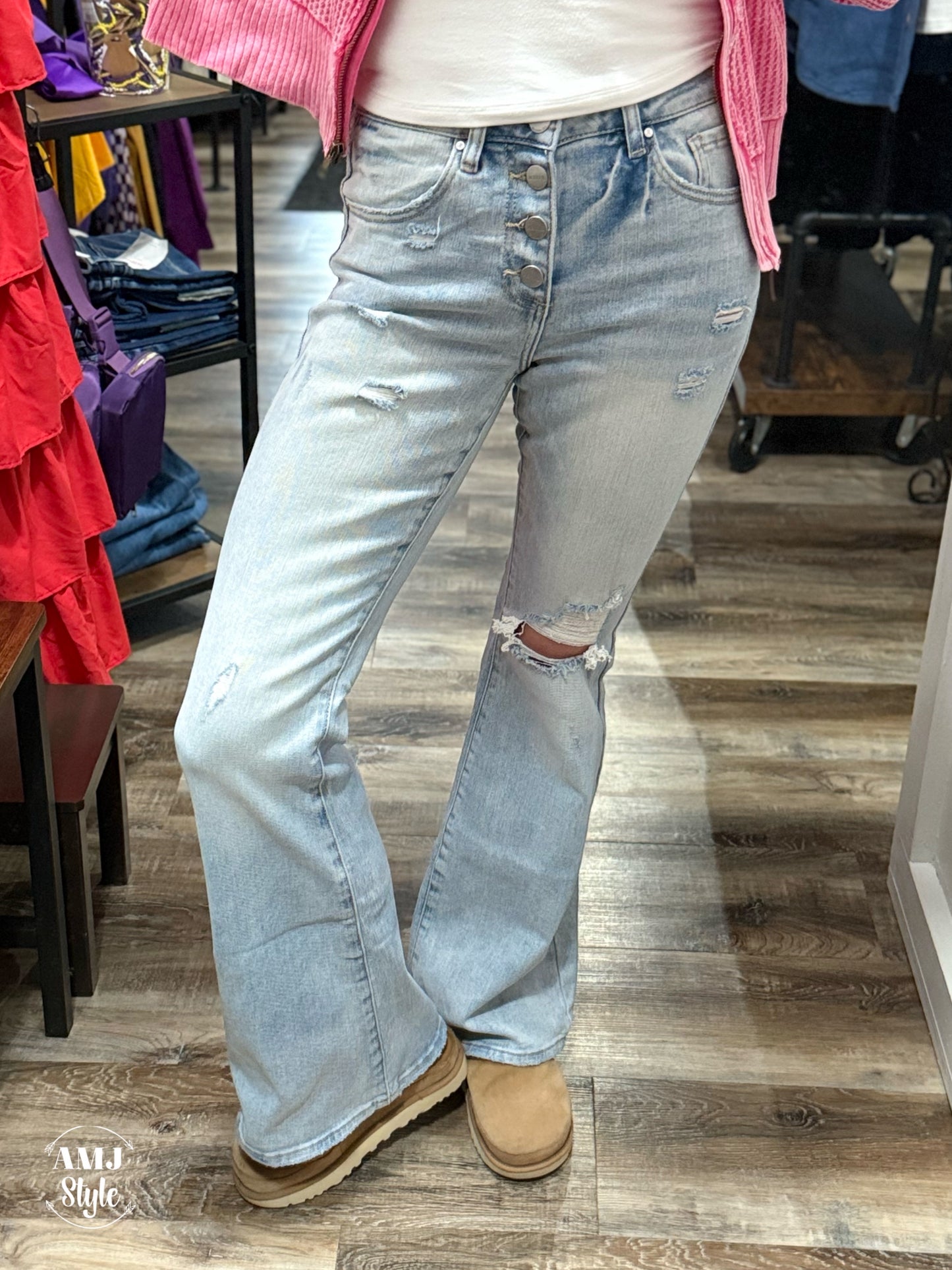 Everyday Button Flare Denim
