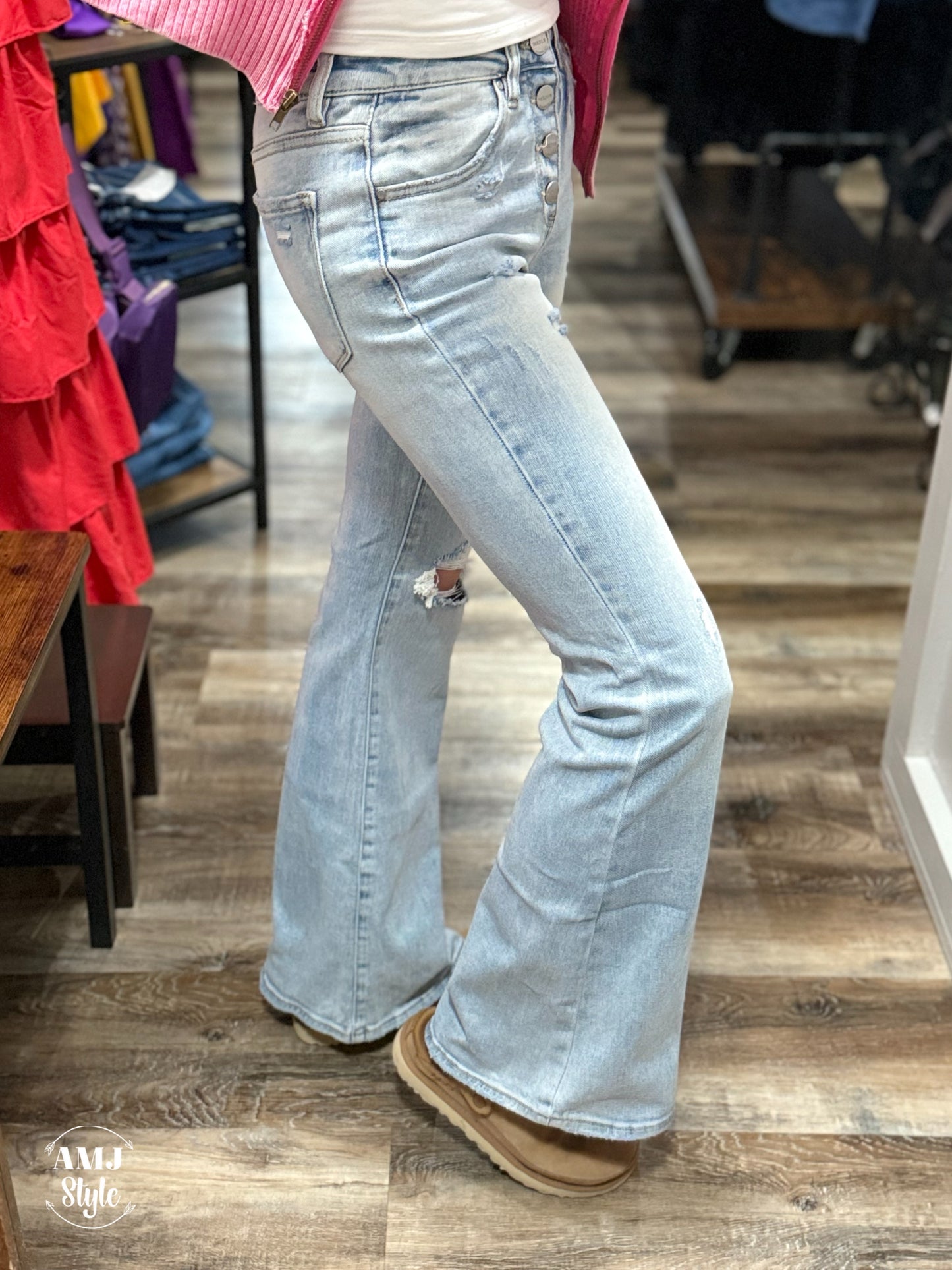Everyday Button Flare Denim