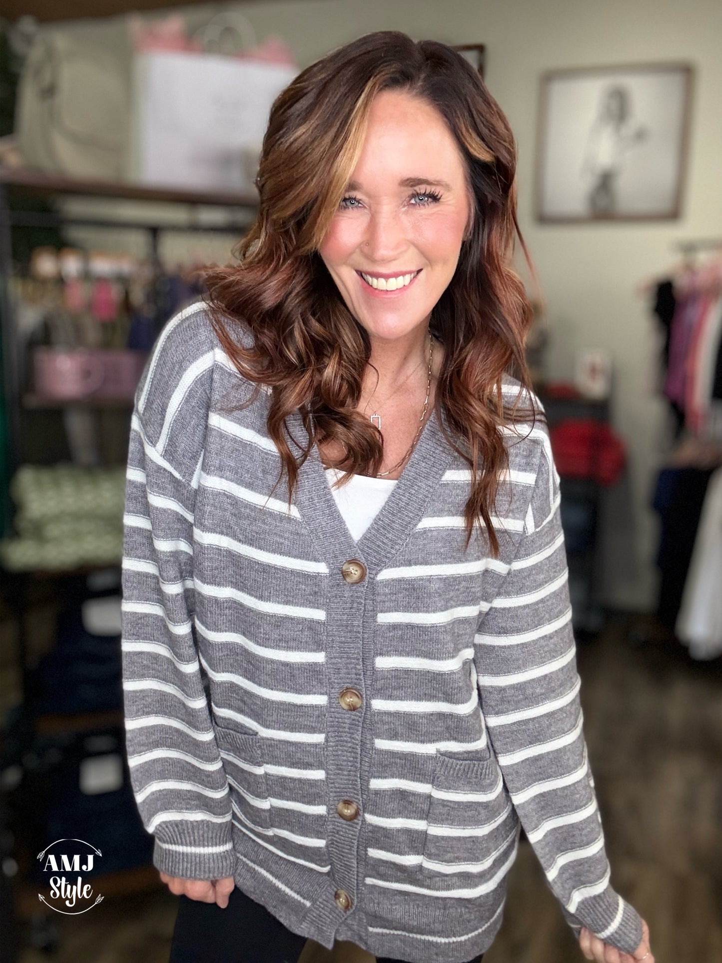 Gray Stripe Cardi