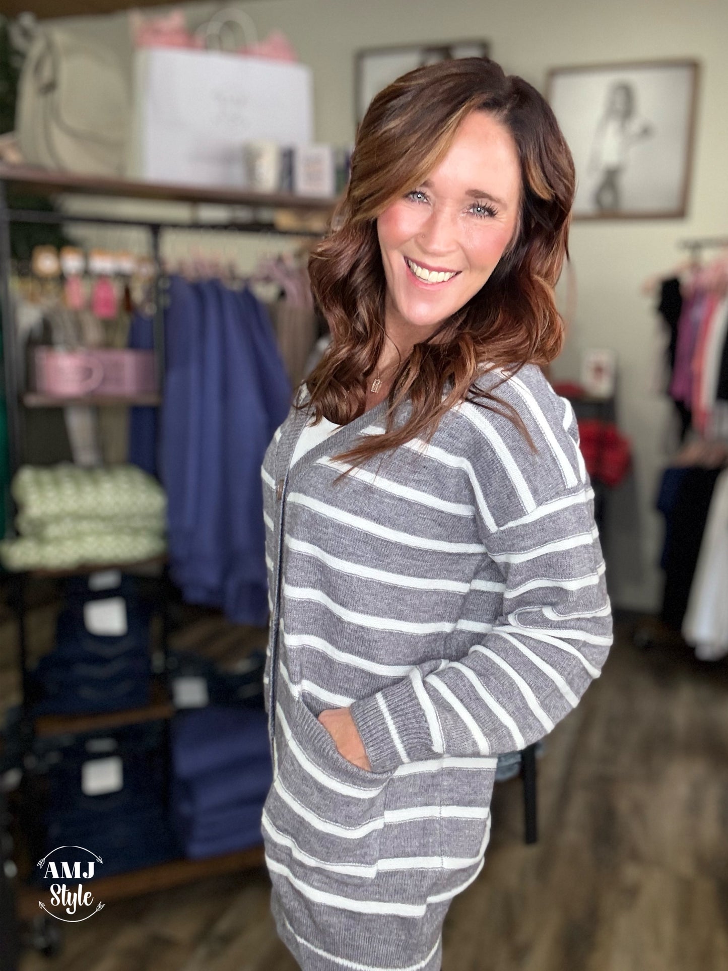 Gray Stripe Cardi