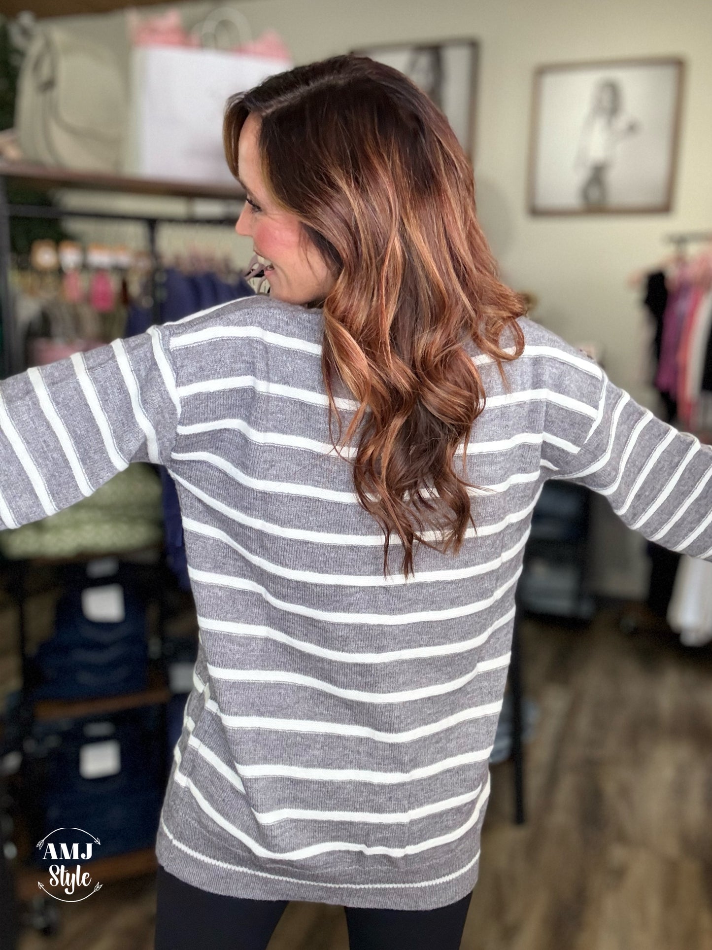 Gray Stripe Cardi