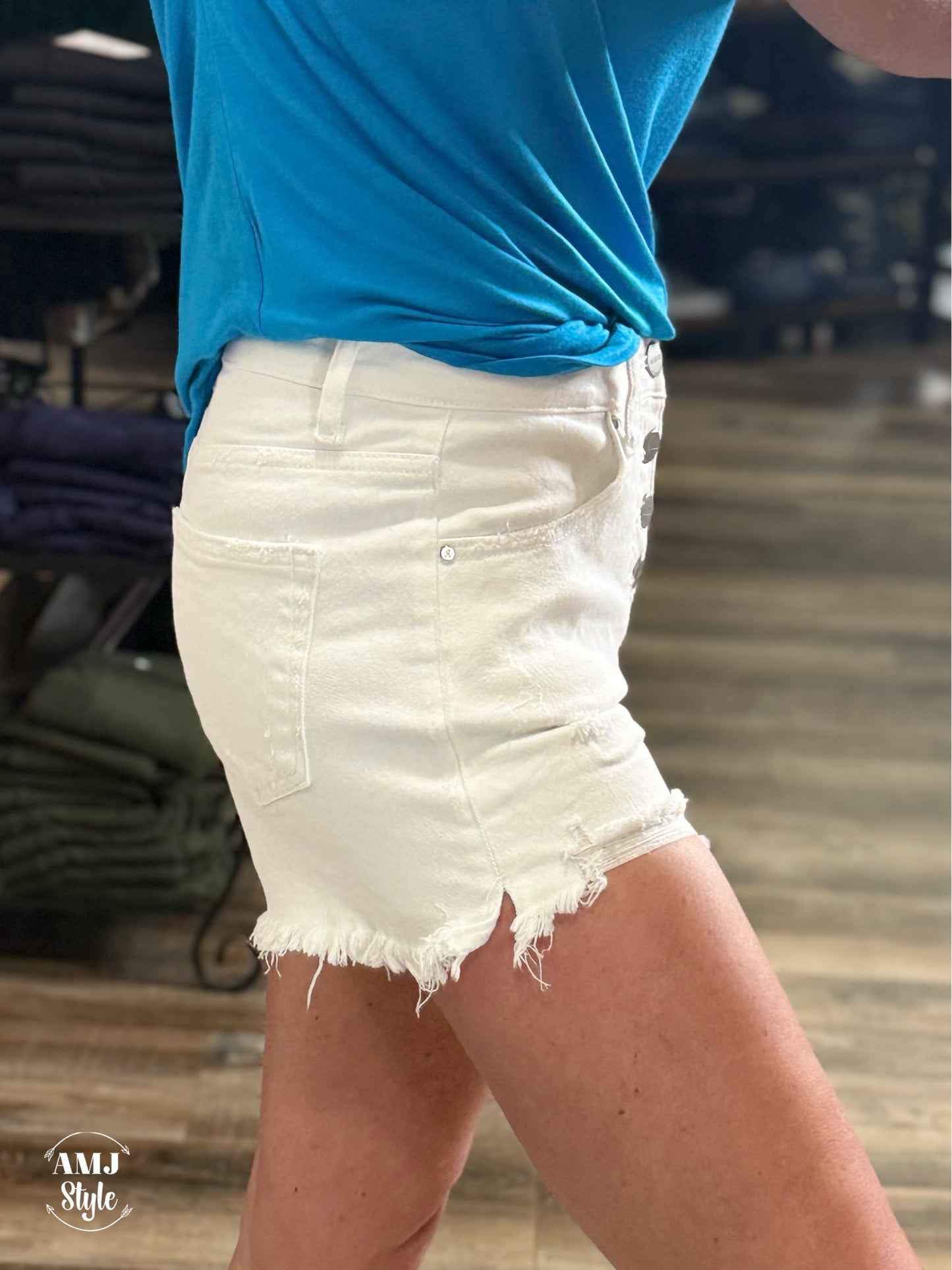 White Wash Denim Shorts