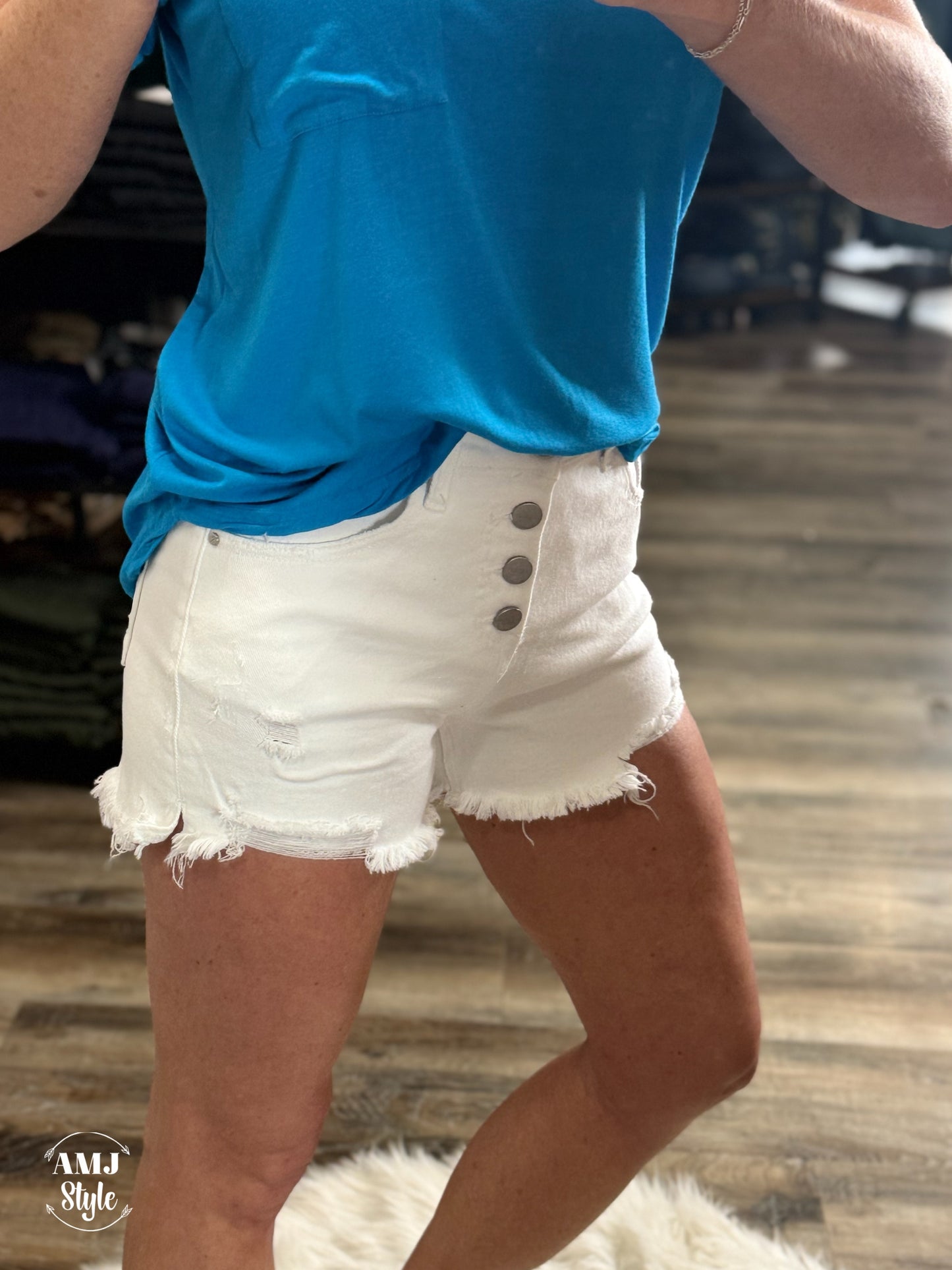 White Wash Denim Shorts