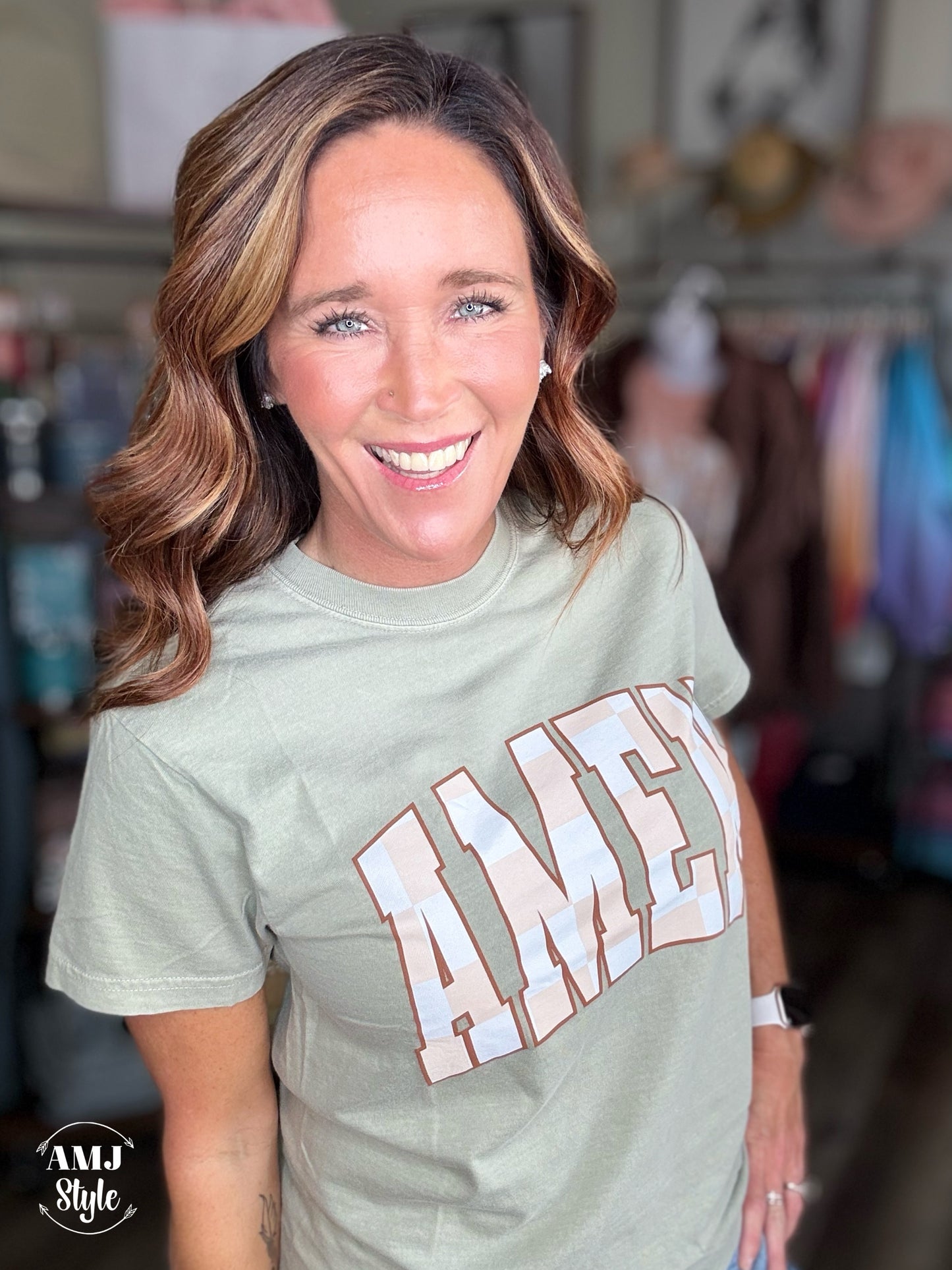 Checkered Amen Tee