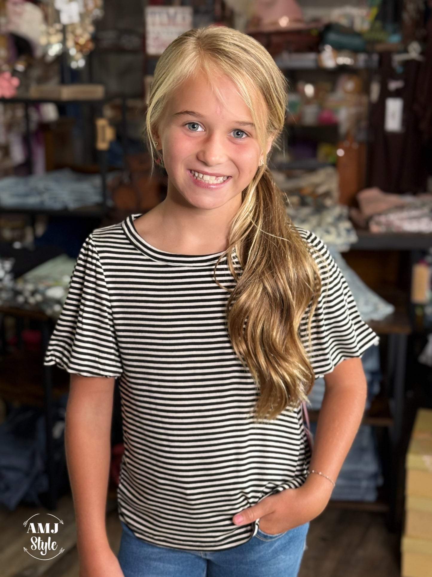Bubble Sleeve Kiddo Top - Black