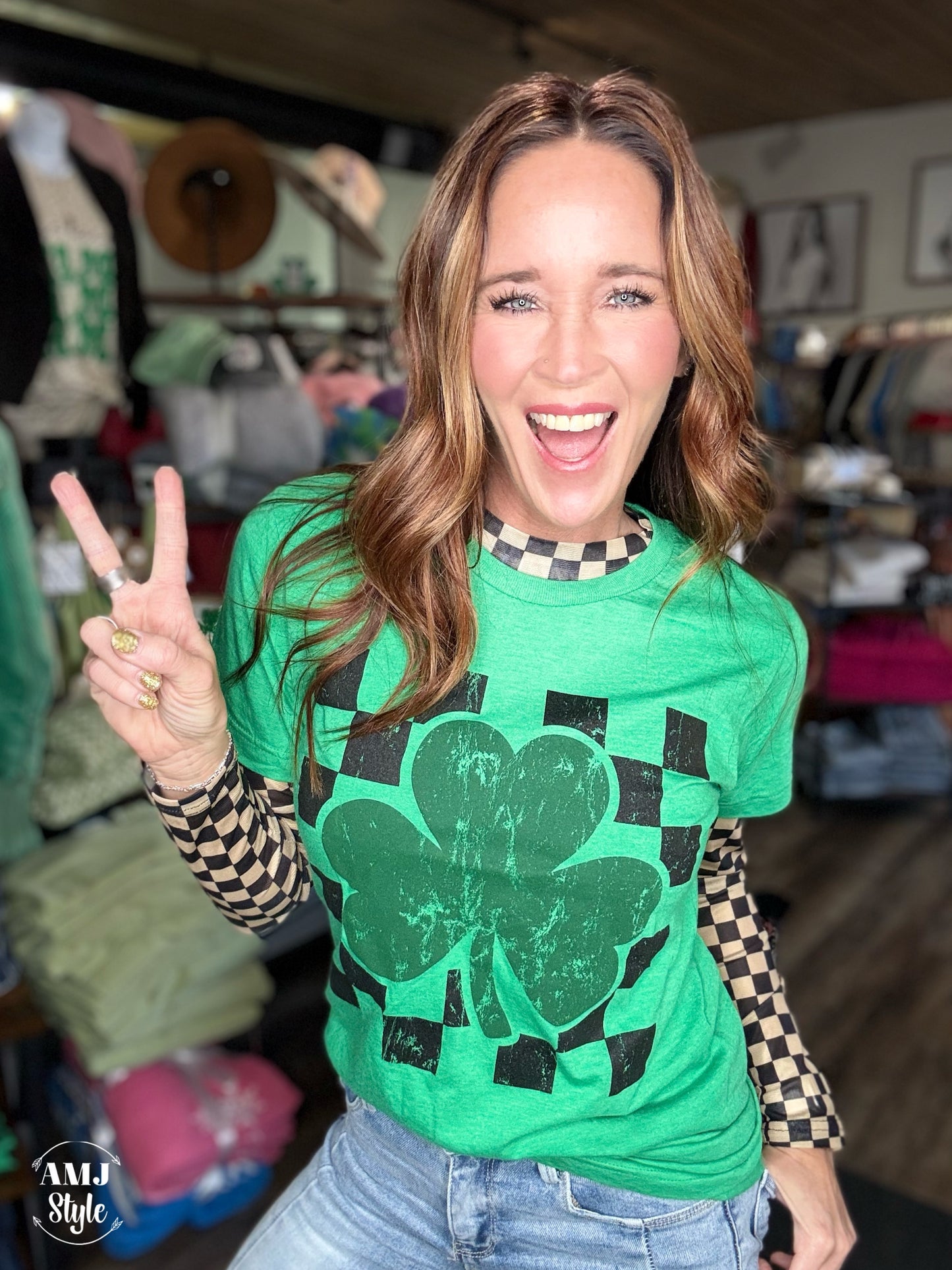 Checkered Shamrock Graphic Tee