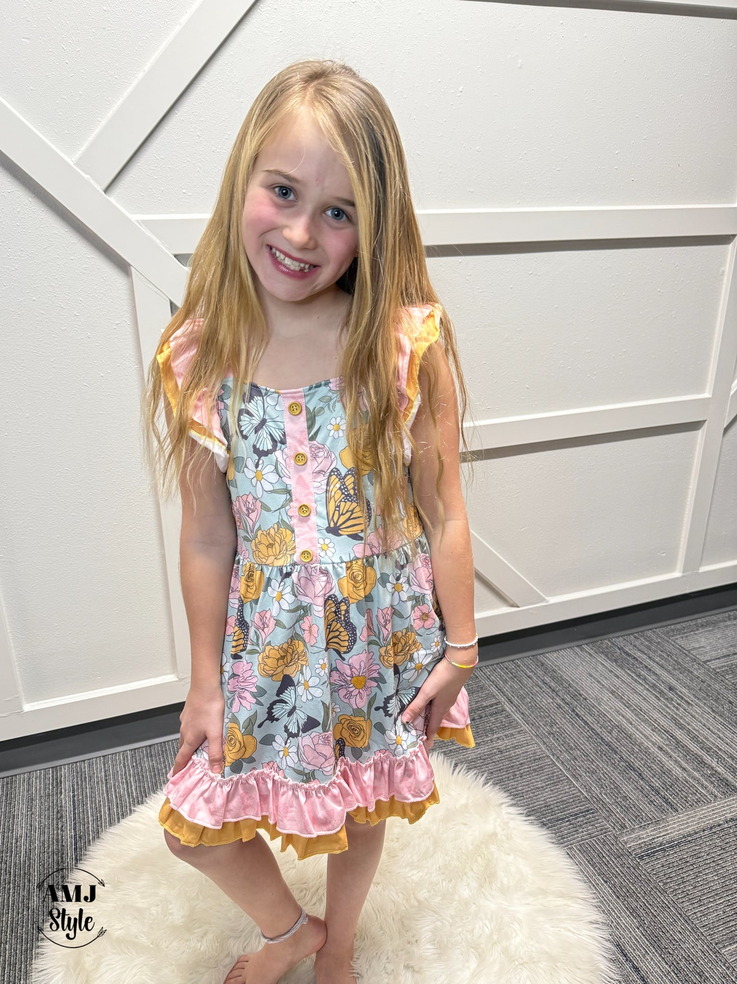 Aqua Butterfly Kiddo Dress