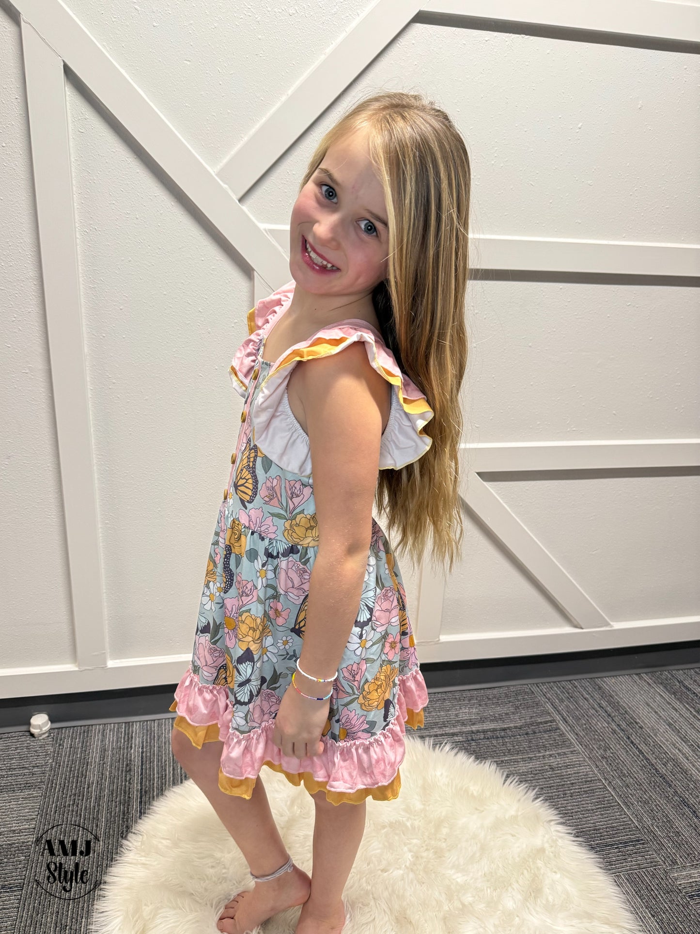 Aqua Butterfly Kiddo Dress