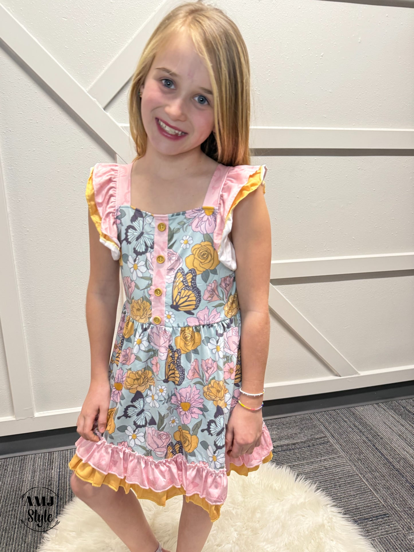 Aqua Butterfly Kiddo Dress