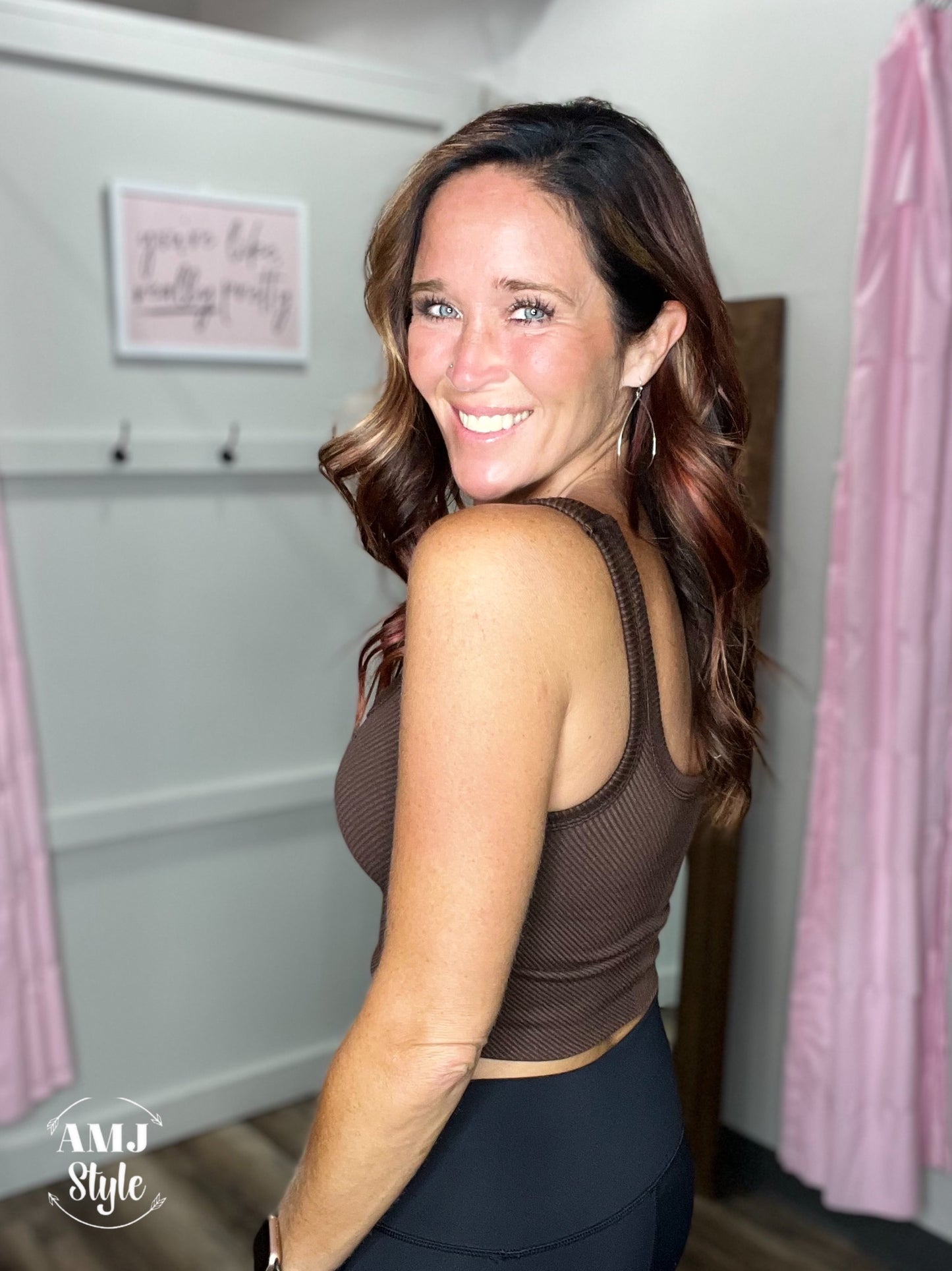 Vintage Carly Chevron Ribbed Crop Top