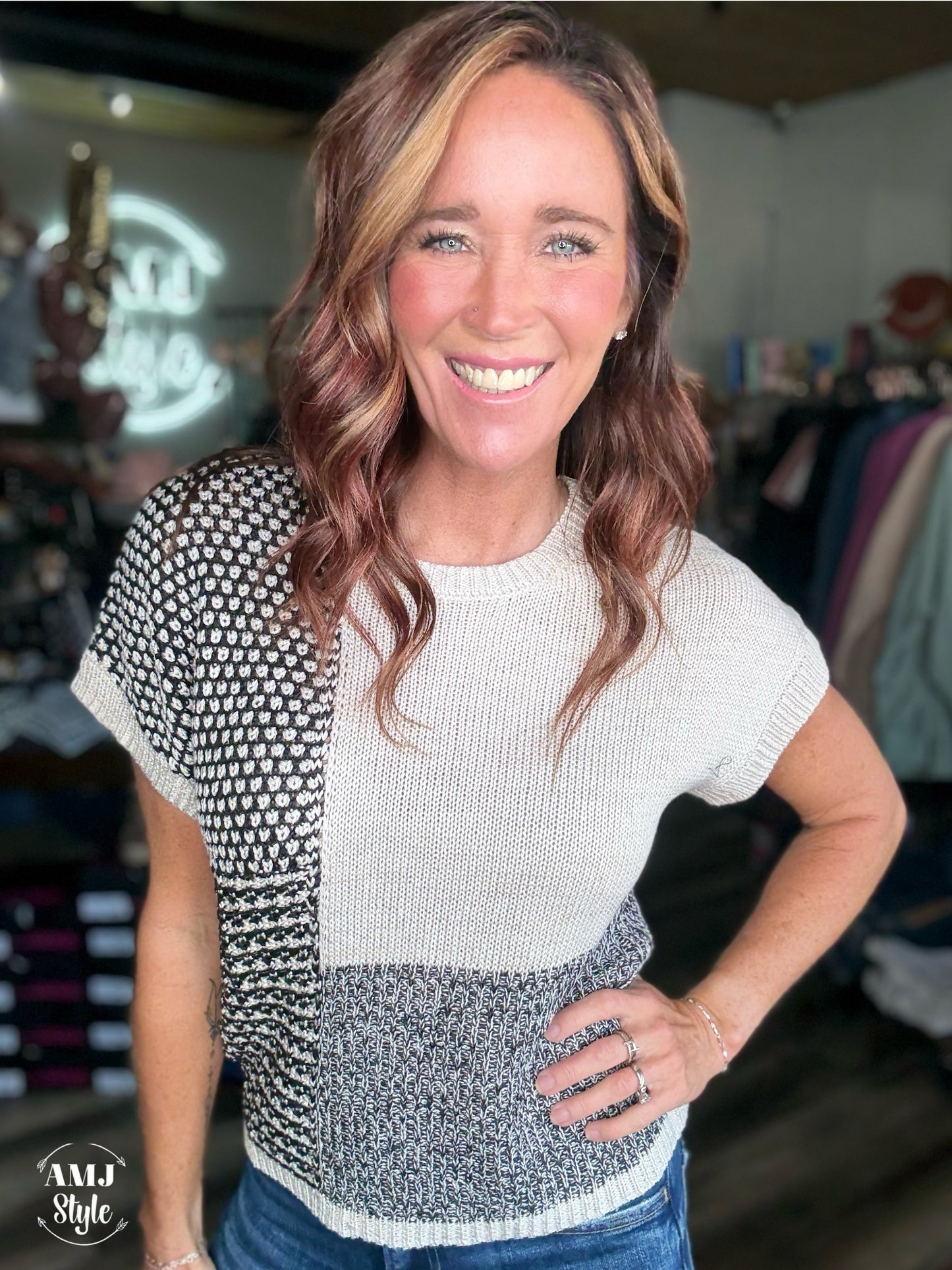 Frenchie Sweater Top - Black