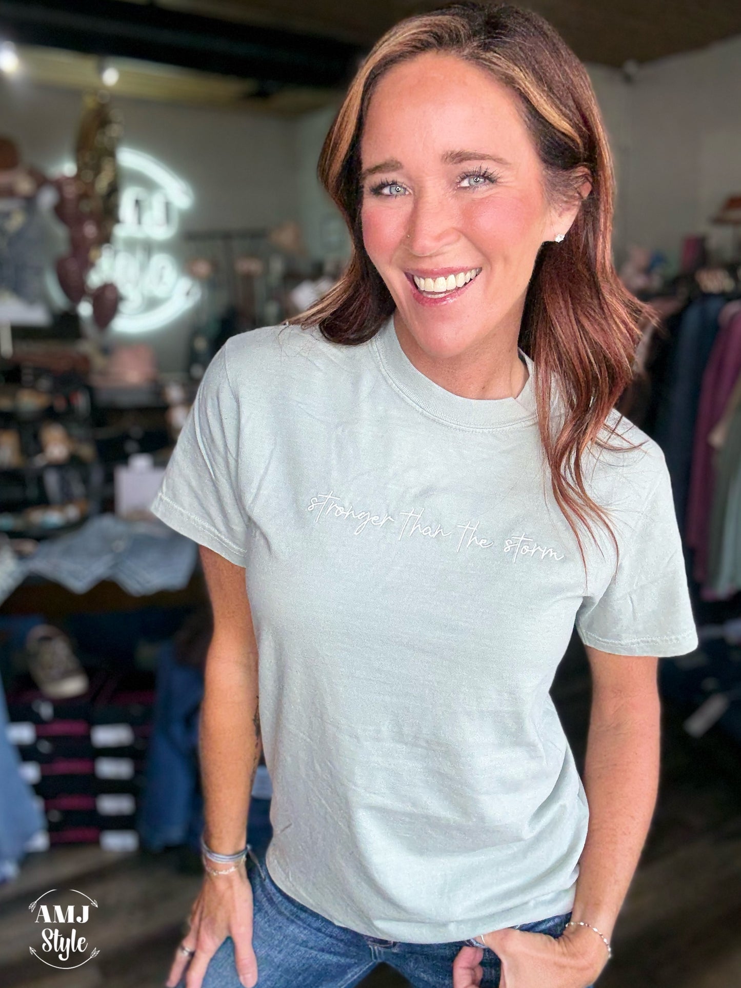 Stronger Than the Storm Tee - Embroidered