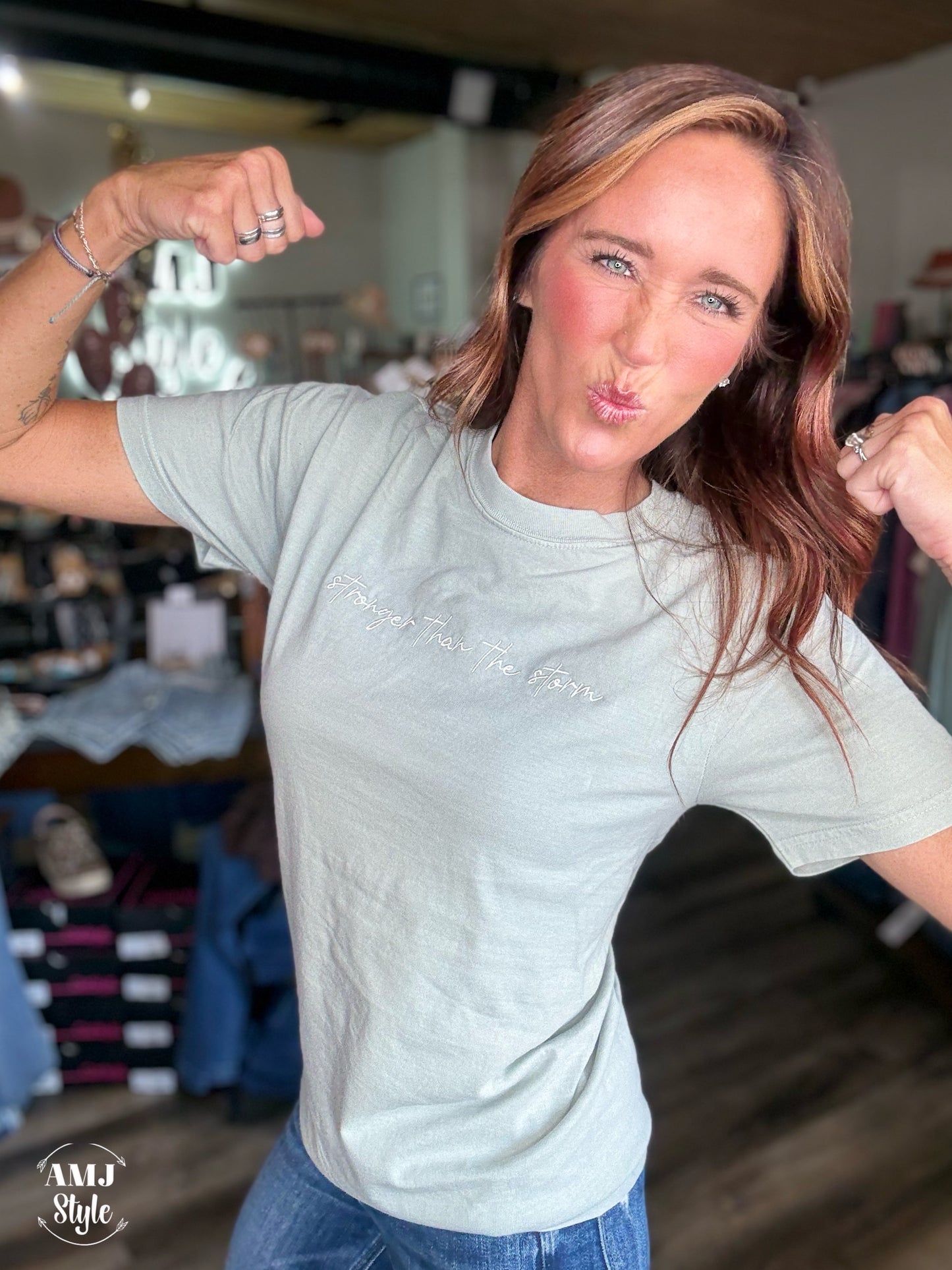 Stronger Than the Storm Tee - Embroidered