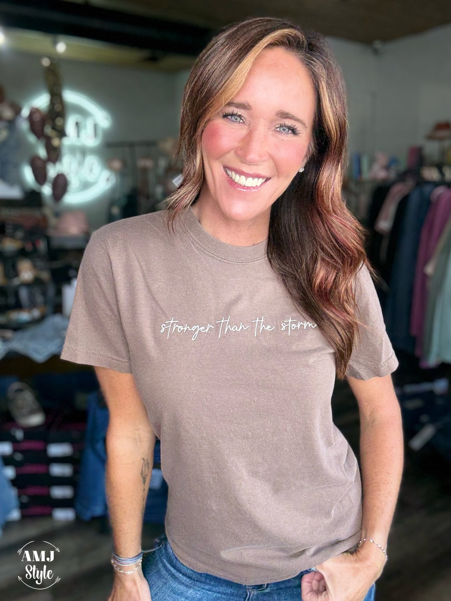 Stronger Than the Storm Tee - Embroidered