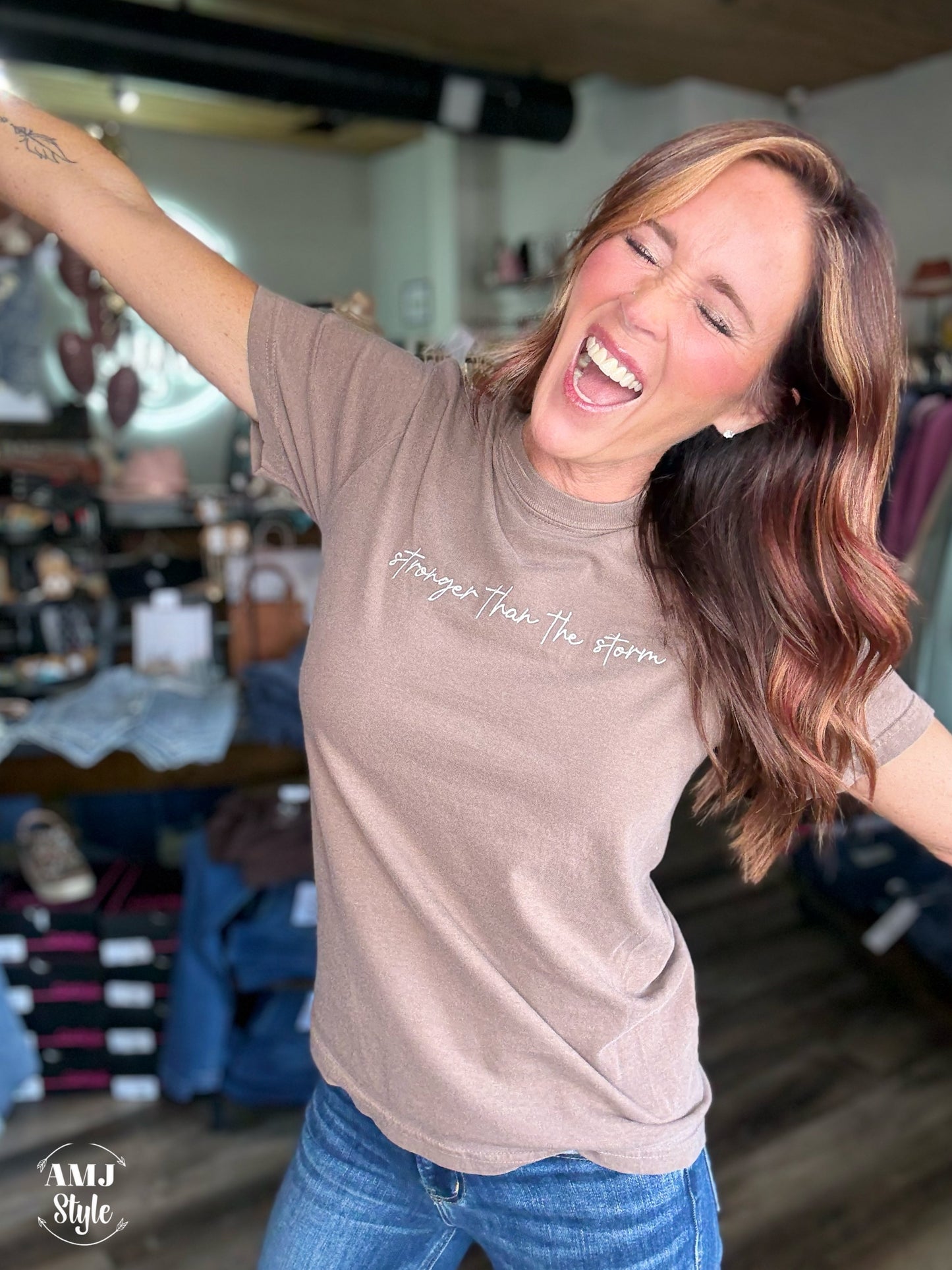 Stronger Than the Storm Tee - Embroidered