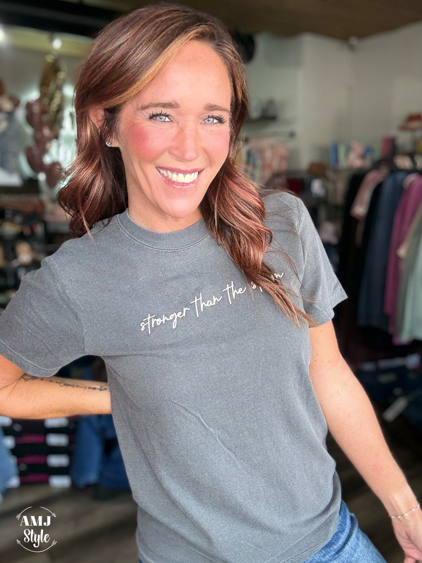 Stronger Than the Storm Tee - Embroidered