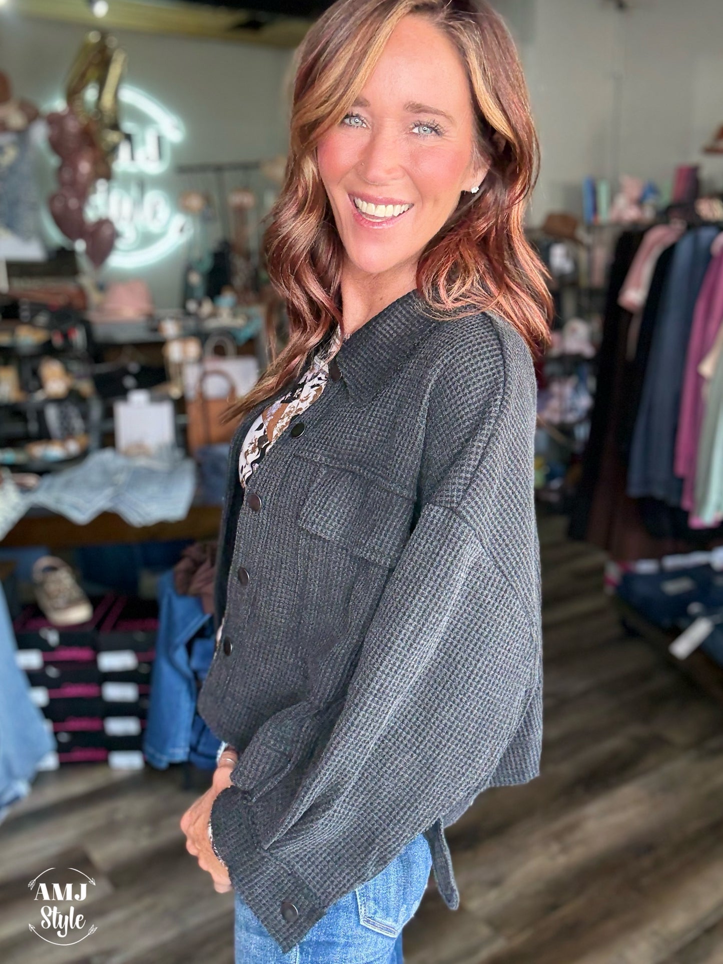 Midnight Waffle Knit Jacket