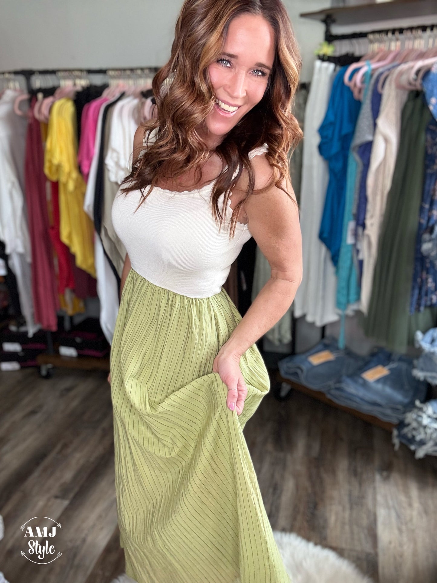 Modern Stripe Maxi Dress