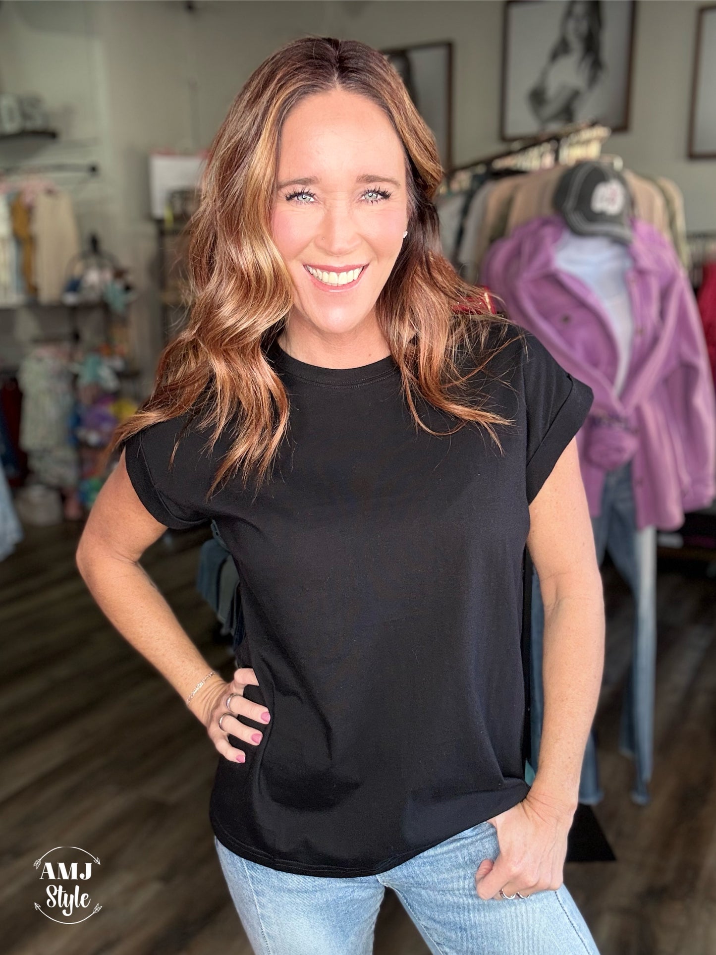Classic Double Cap Sleeve Tee - Black