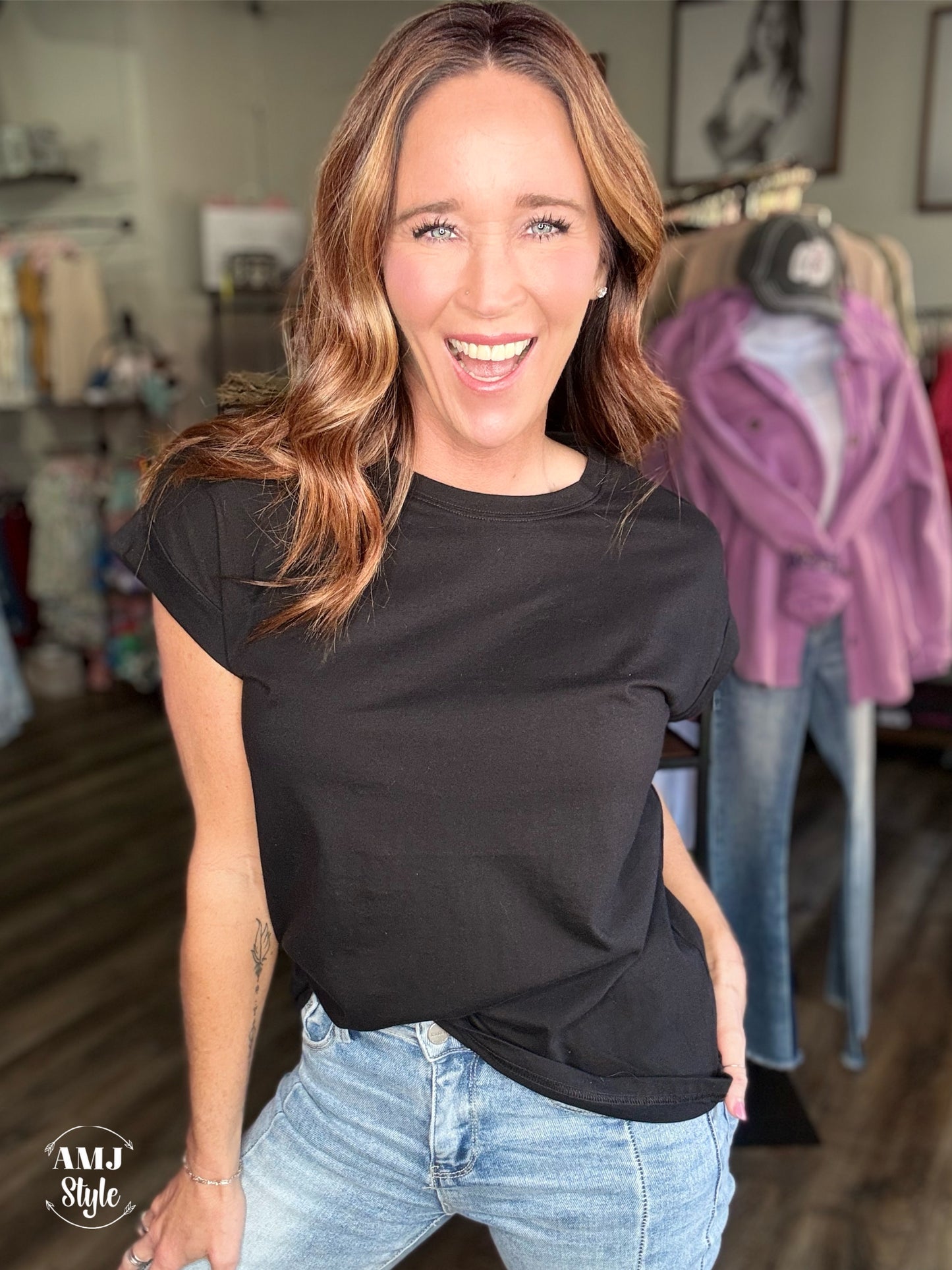Classic Double Cap Sleeve Tee - Black