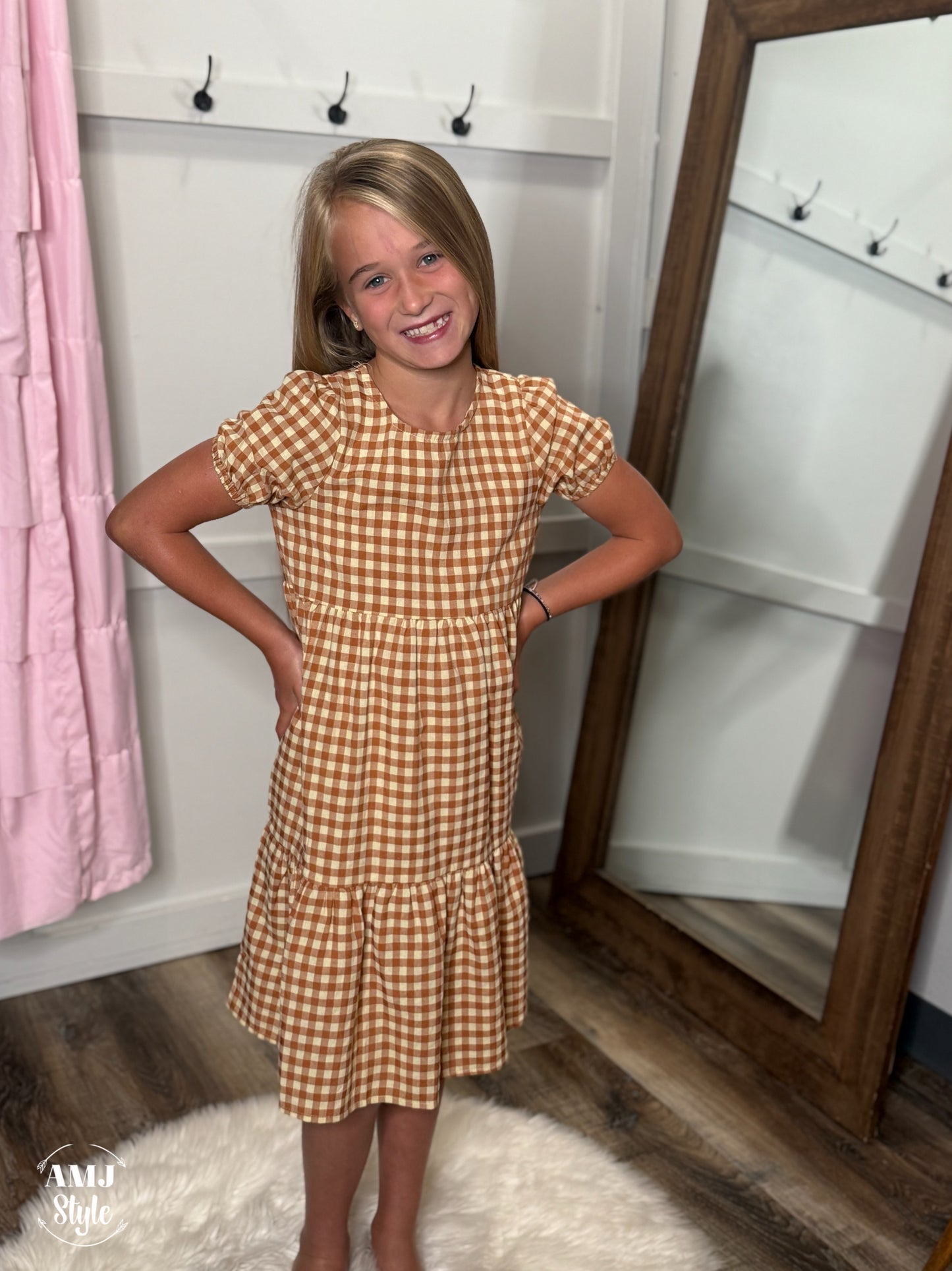 Pumpkin Check Kiddo Dress