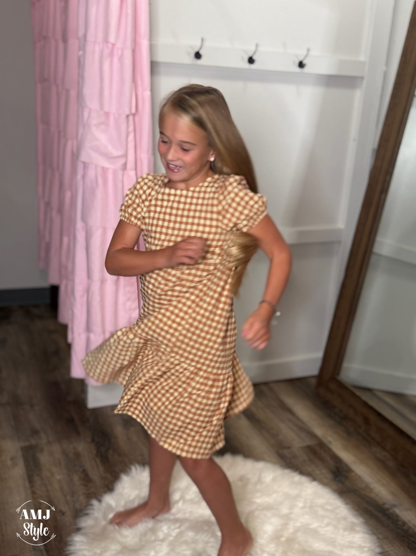 Pumpkin Check Kiddo Dress