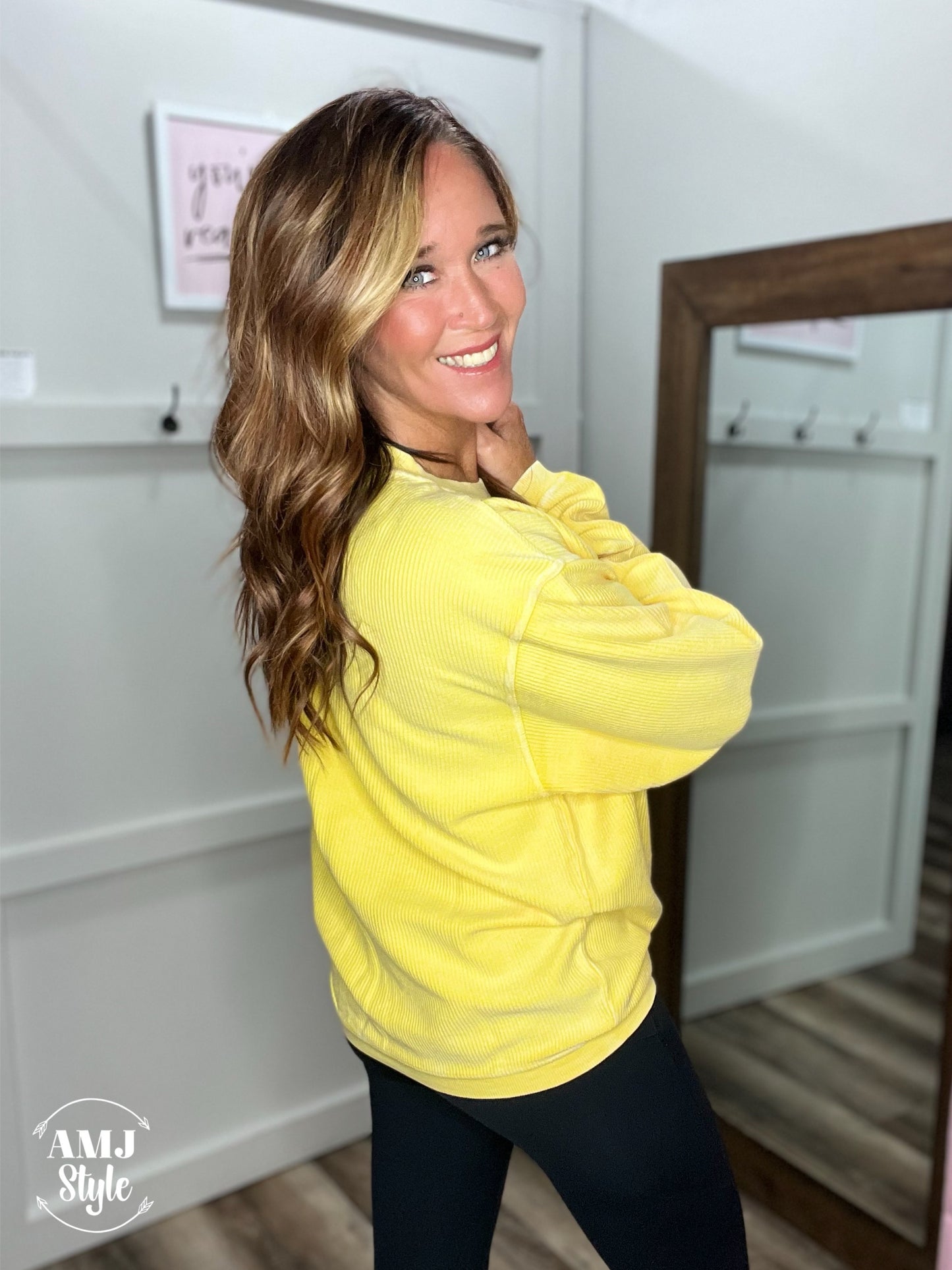 Luxe Corded Crew Sweatshirt - Gold