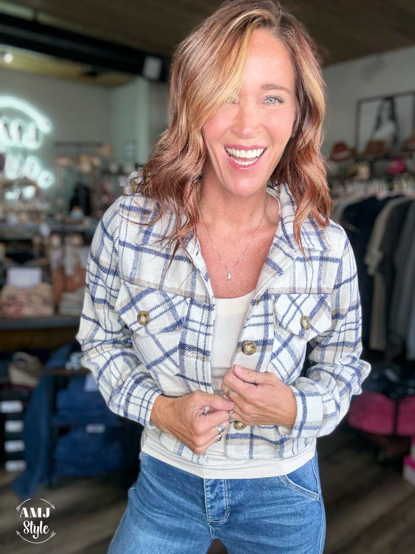 Fireside Flannel - Khaki/Navy