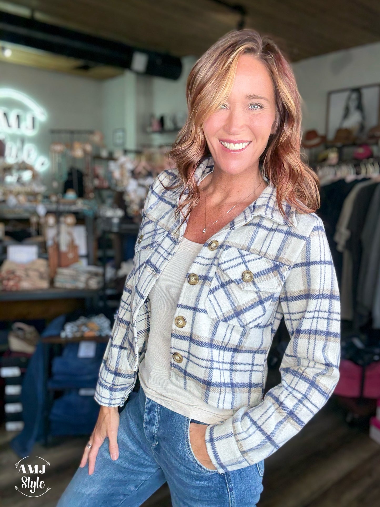Fireside Flannel - Khaki/Navy