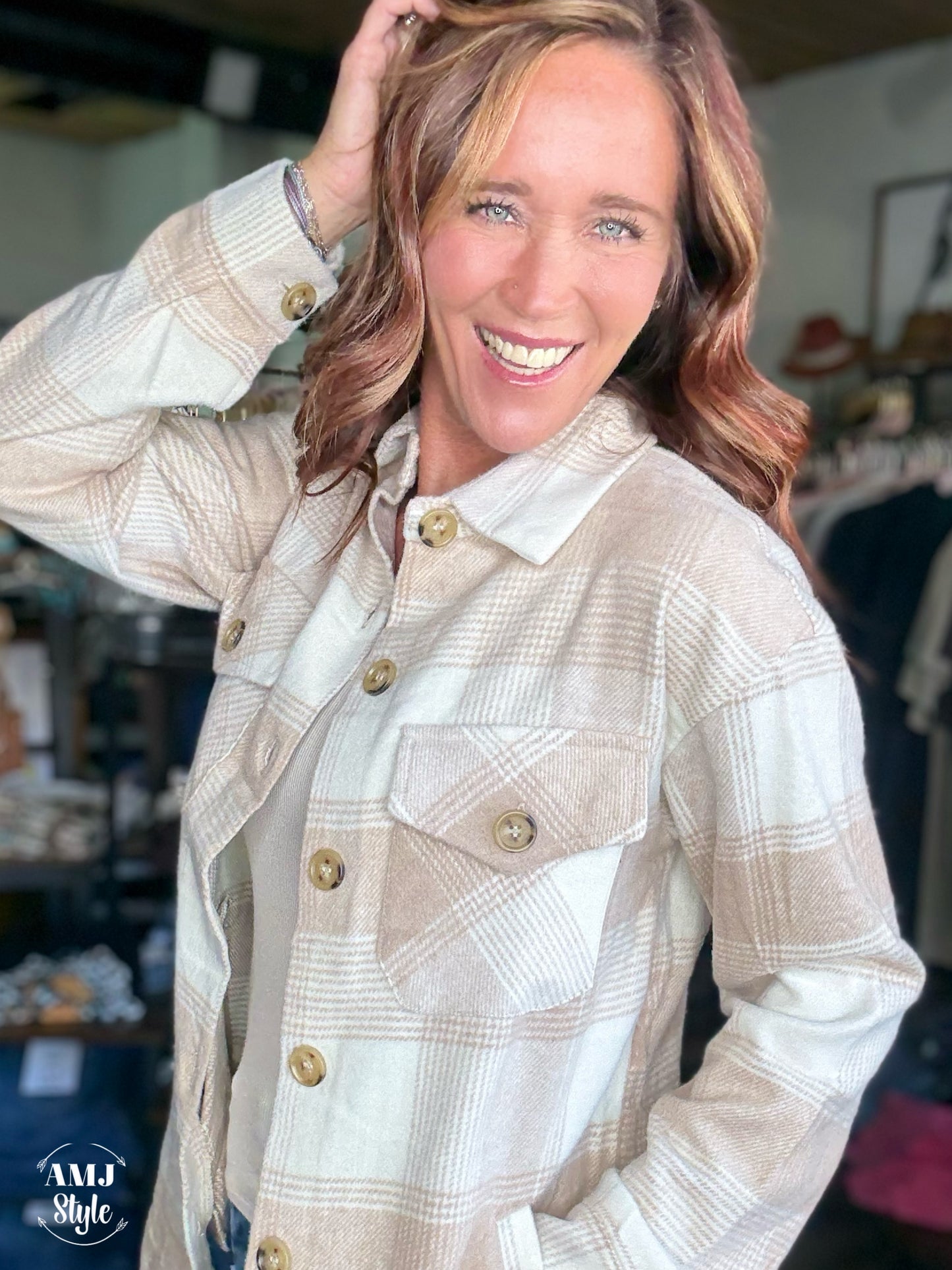 Timber Trail Flannel - White/Taupe