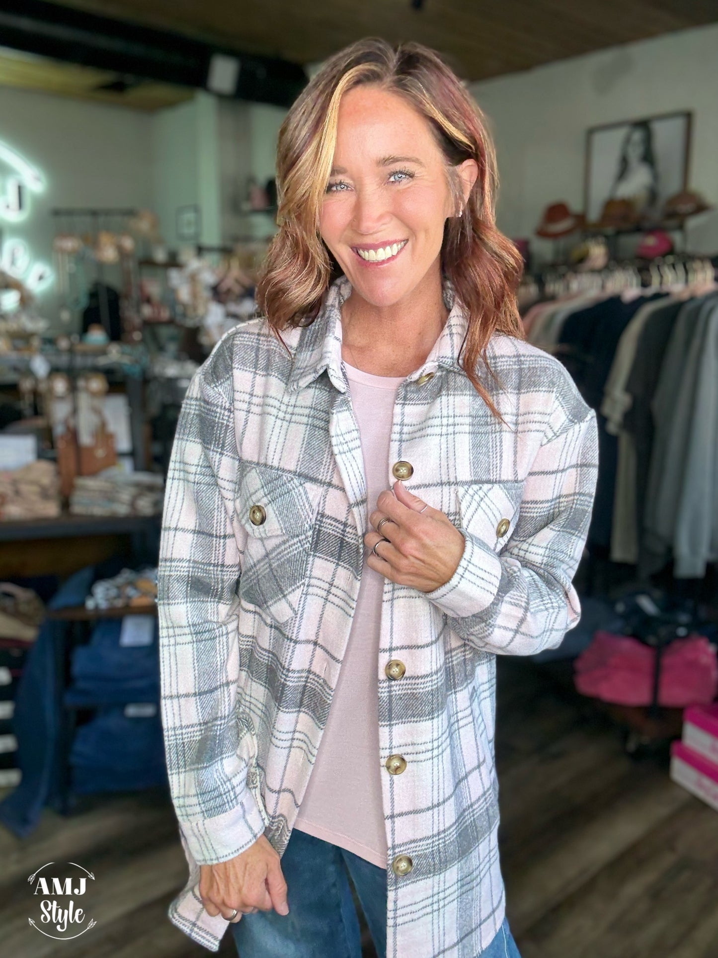 Timber Trail Flannel - Pink Grey