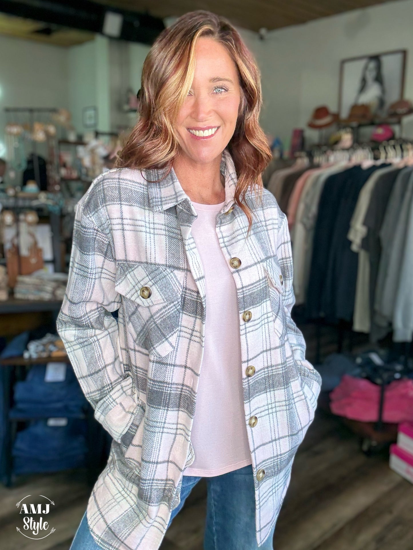 Timber Trail Flannel - Pink Grey