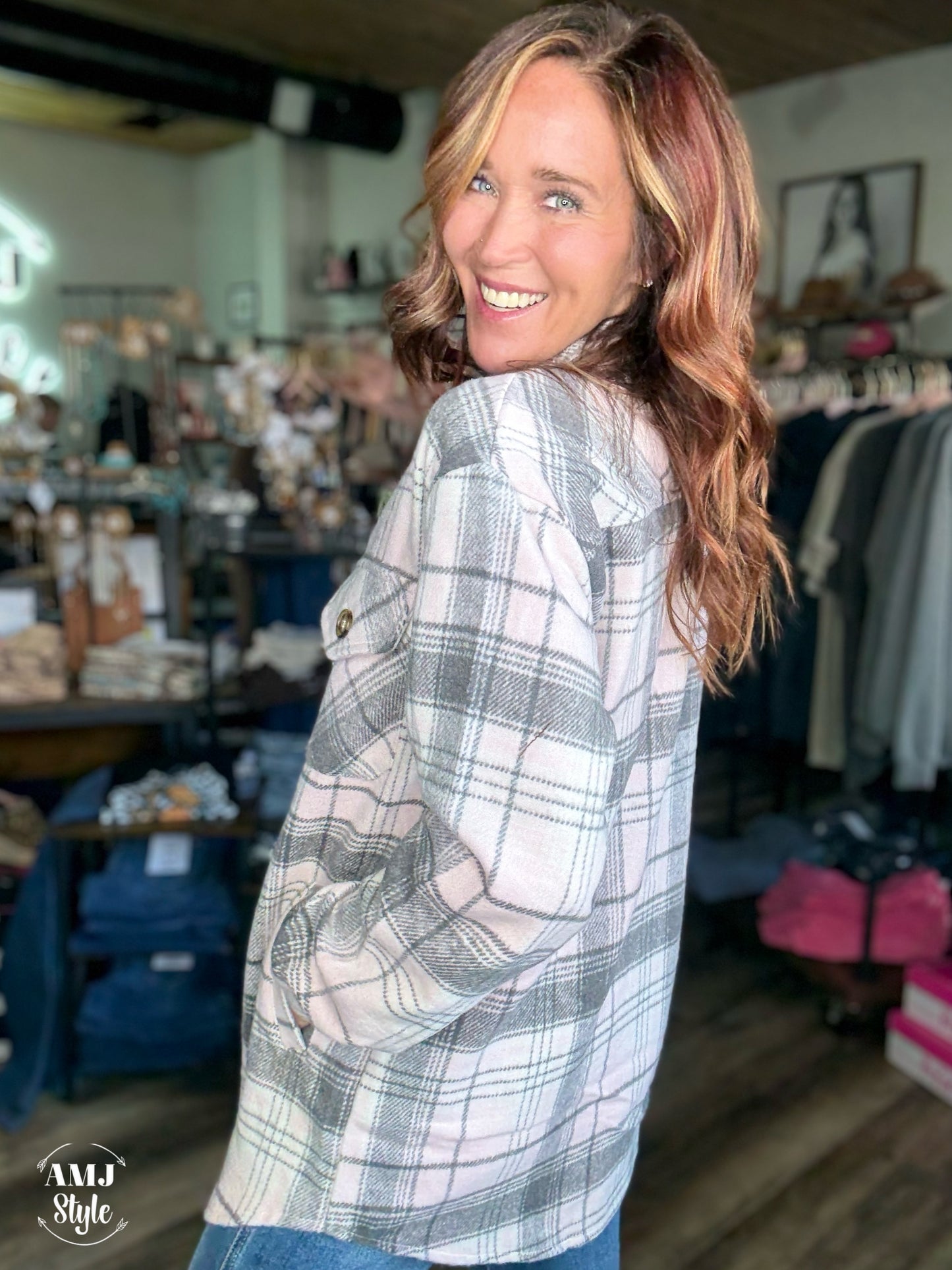 Timber Trail Flannel - Pink Grey