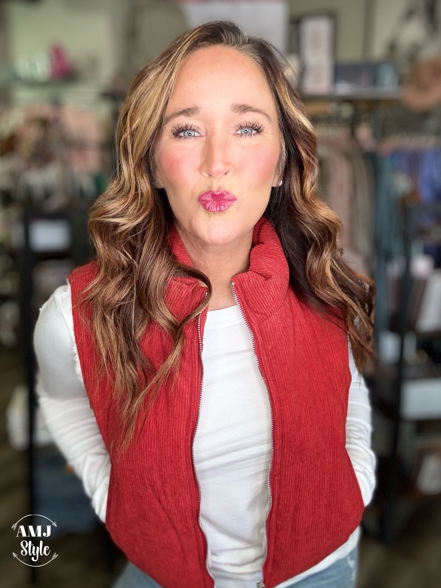 Crimson Corduroy Vest