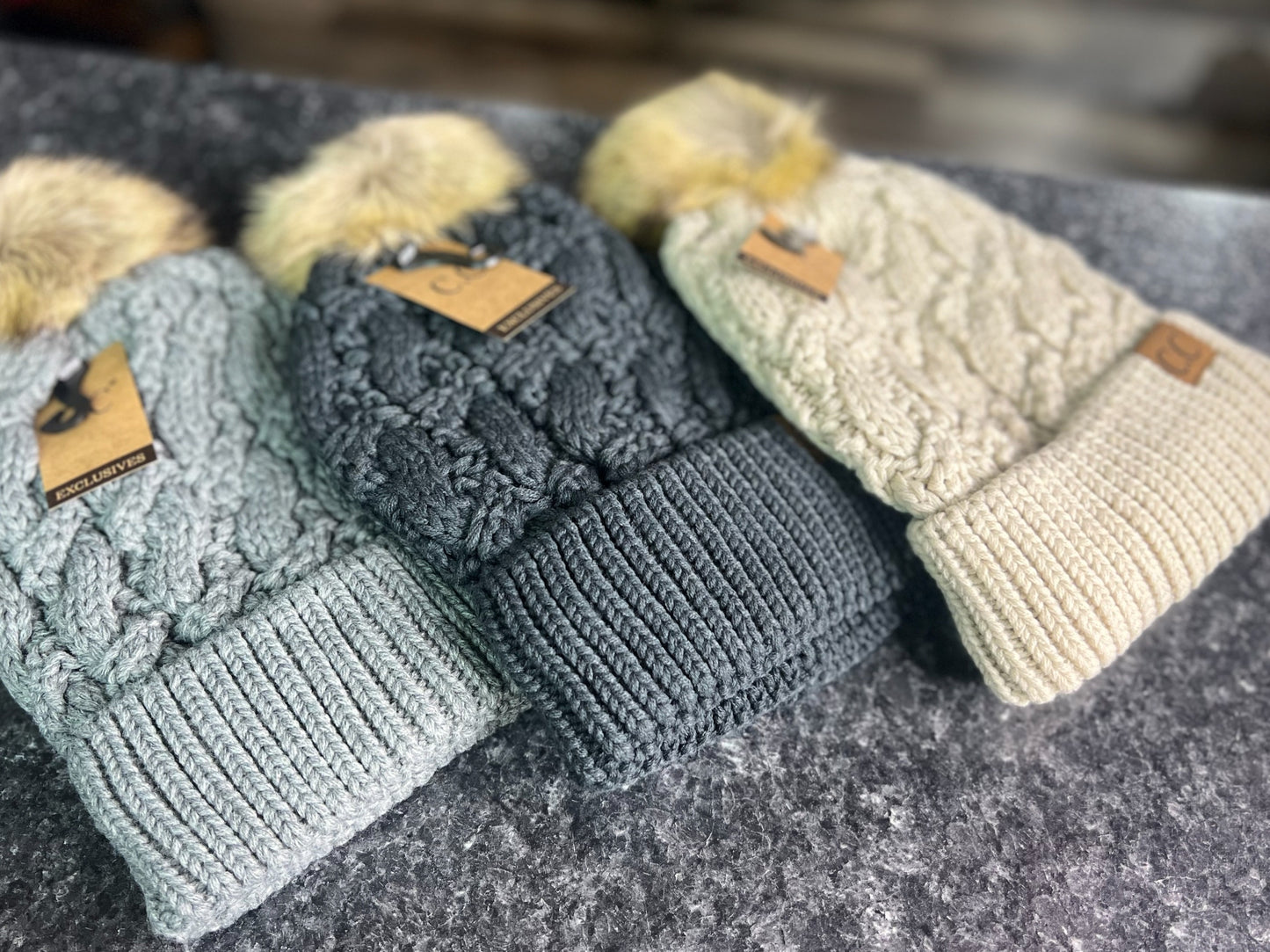 Cozy Cable Knit Pom Beanie