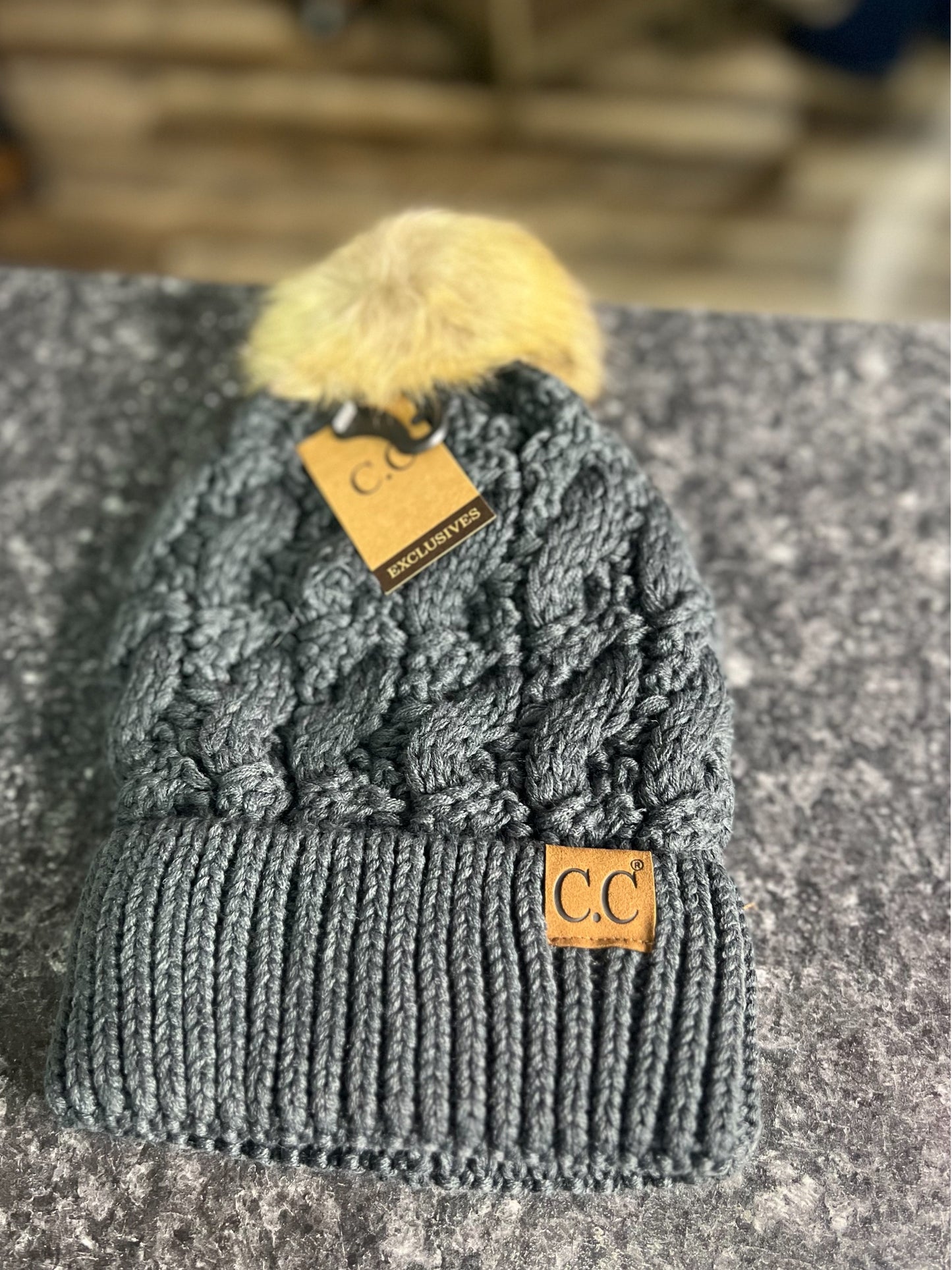 Cozy Cable Knit Pom Beanie