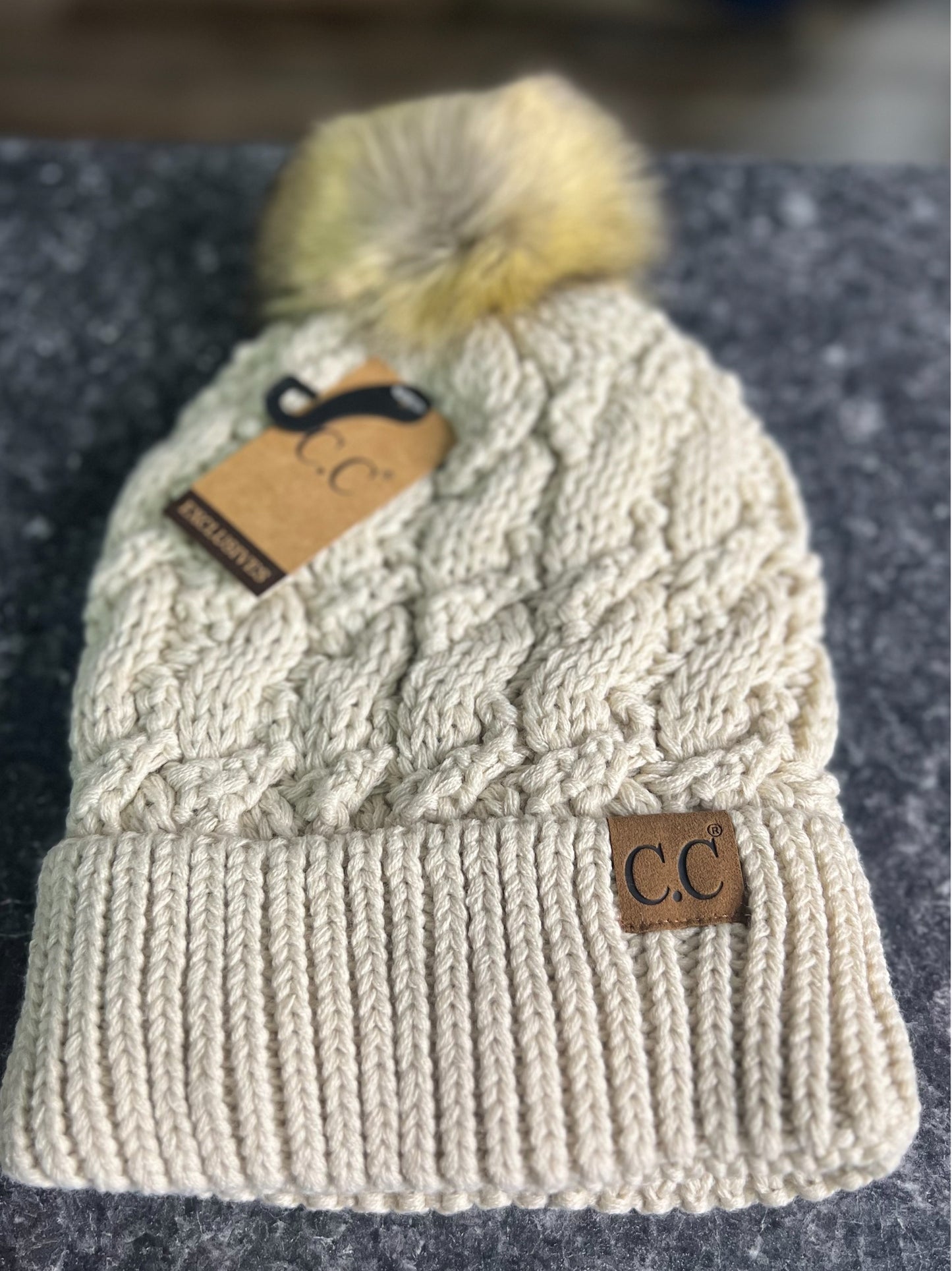 Cozy Cable Knit Pom Beanie