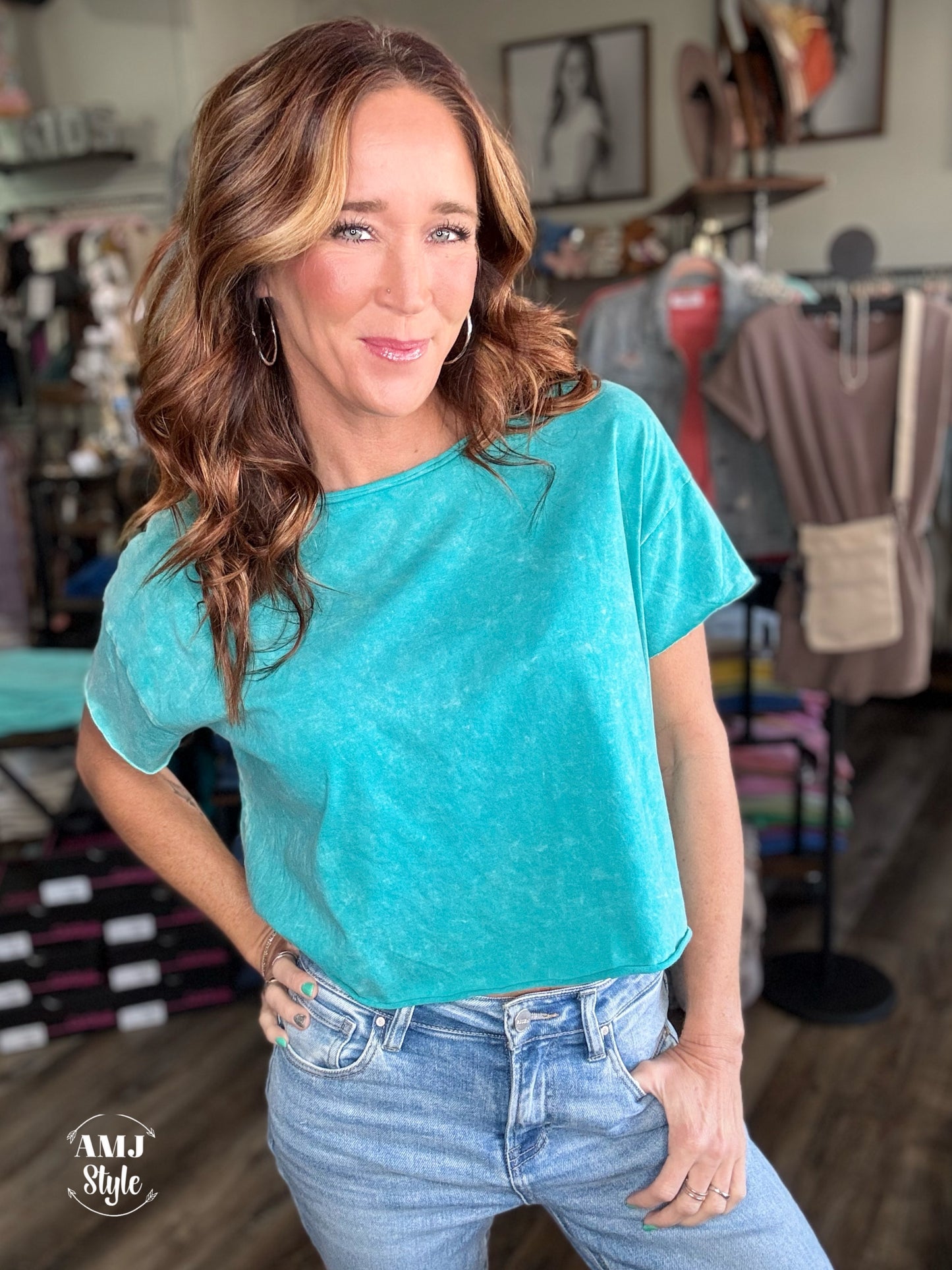 Flirty Acid Wash Crop Top