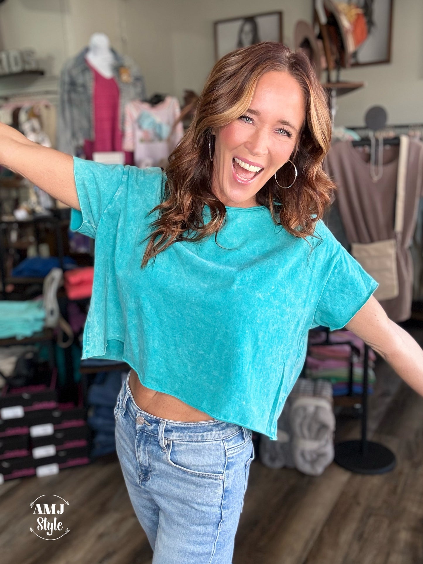 Flirty Acid Wash Crop Top