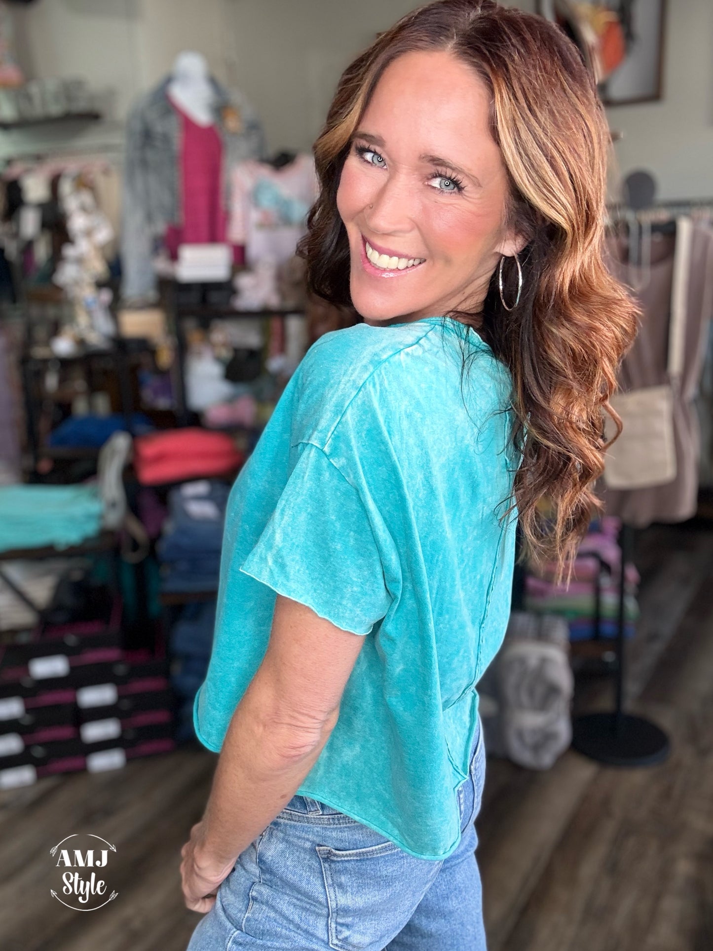 Flirty Acid Wash Crop Top