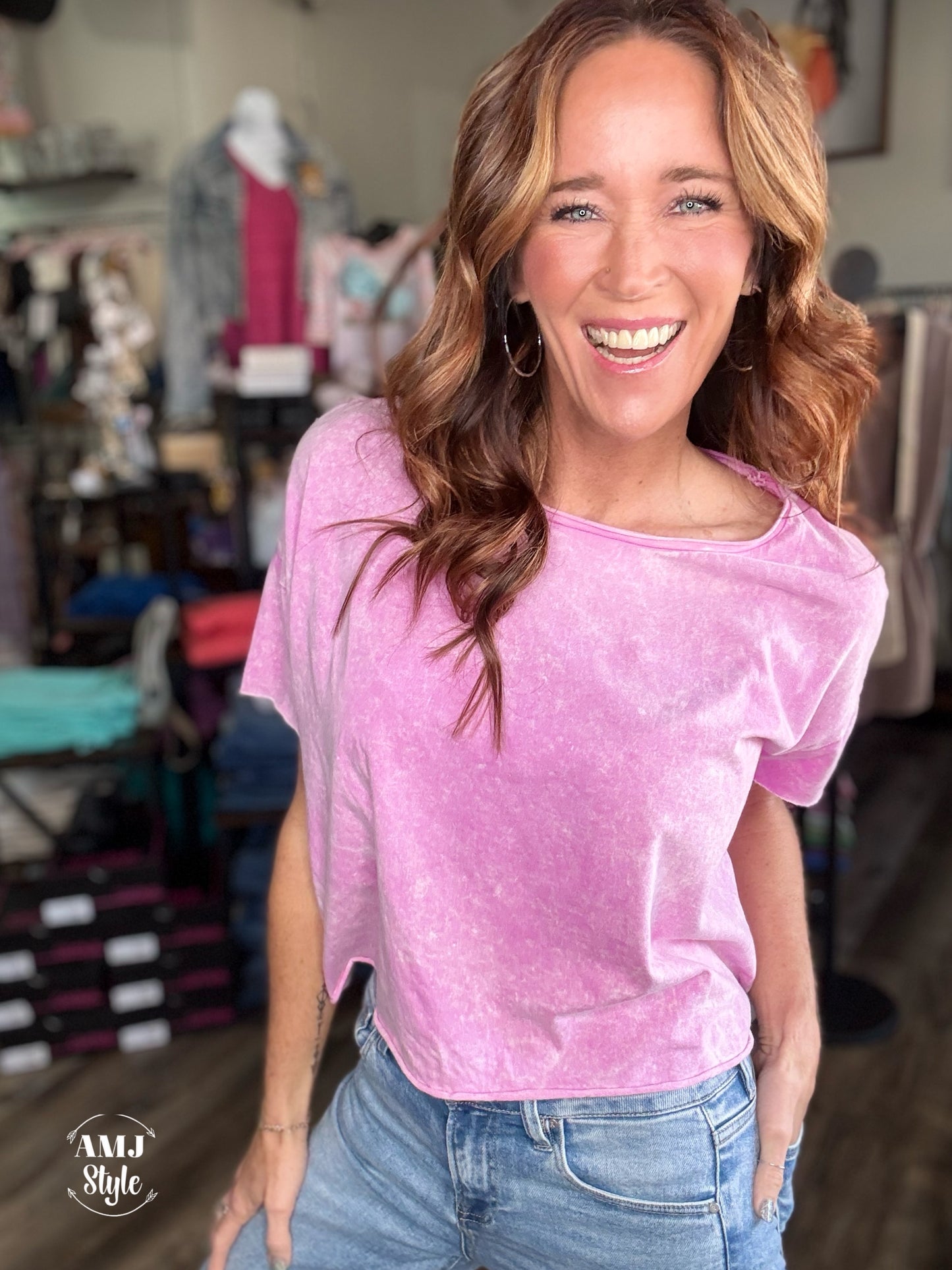 Flirty Acid Wash Crop Top
