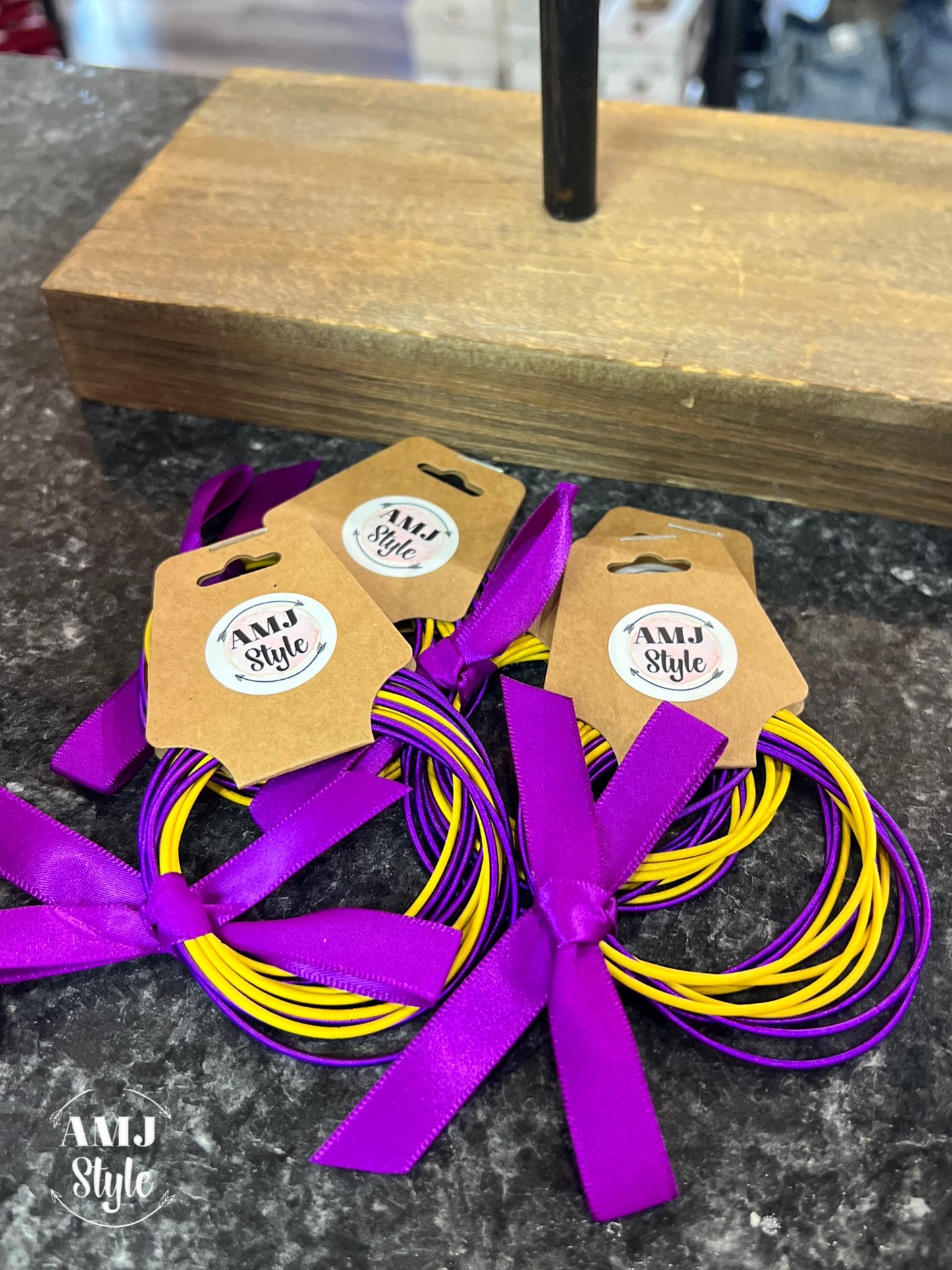 Purple & Yellow Guitar Bracelet Stack