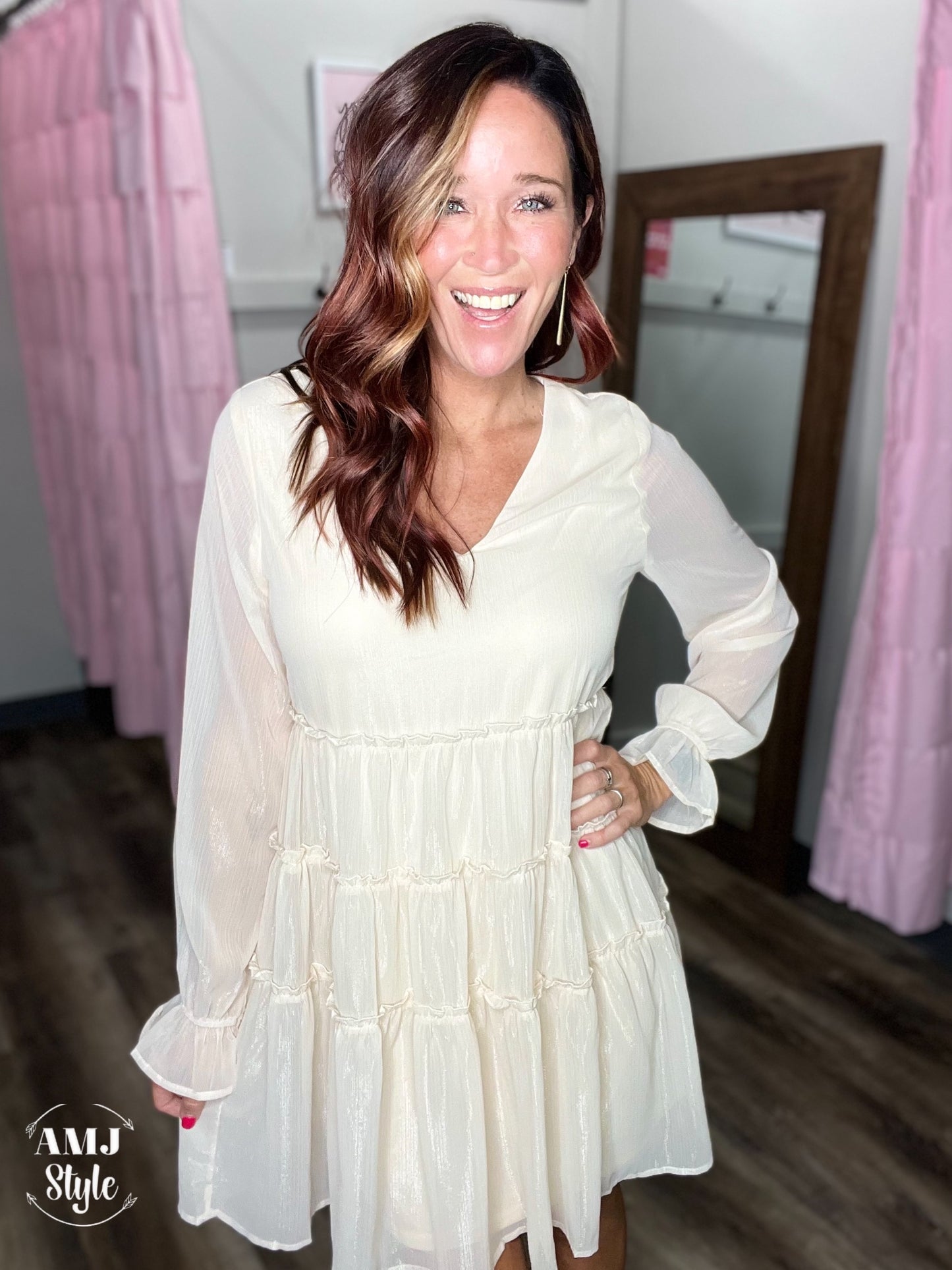 Angel Shimmer Long Sleeve Dress