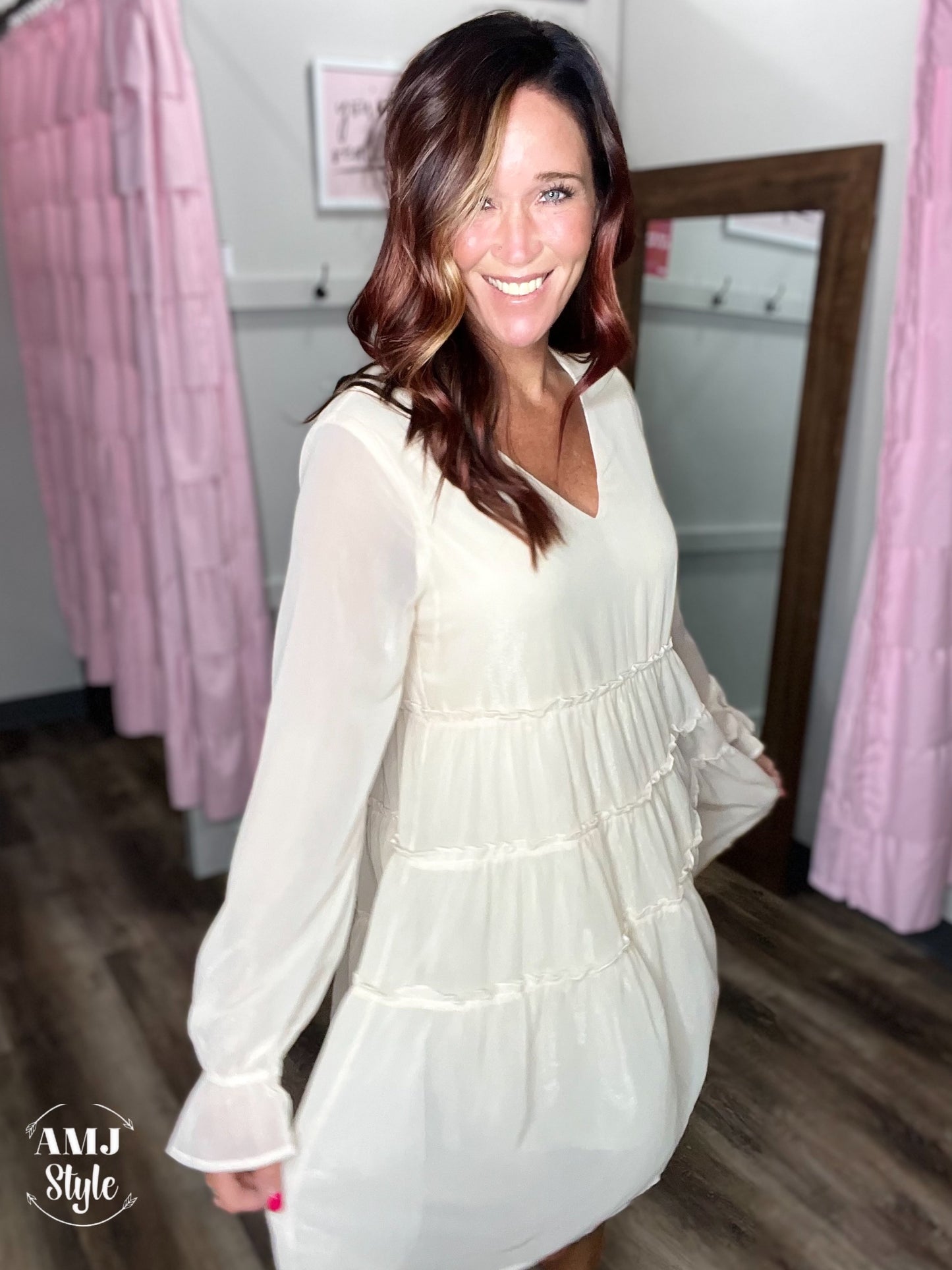 Angel Shimmer Long Sleeve Dress