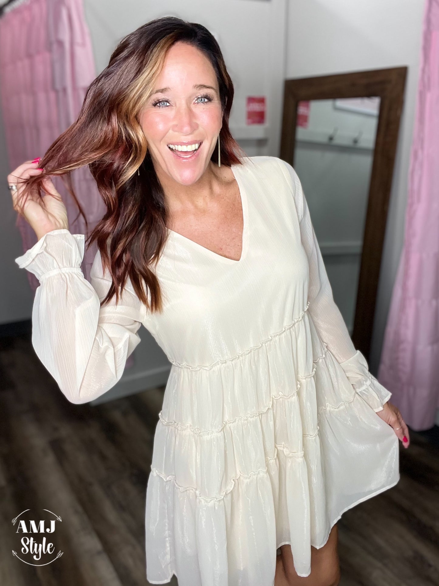 Angel Shimmer Long Sleeve Dress