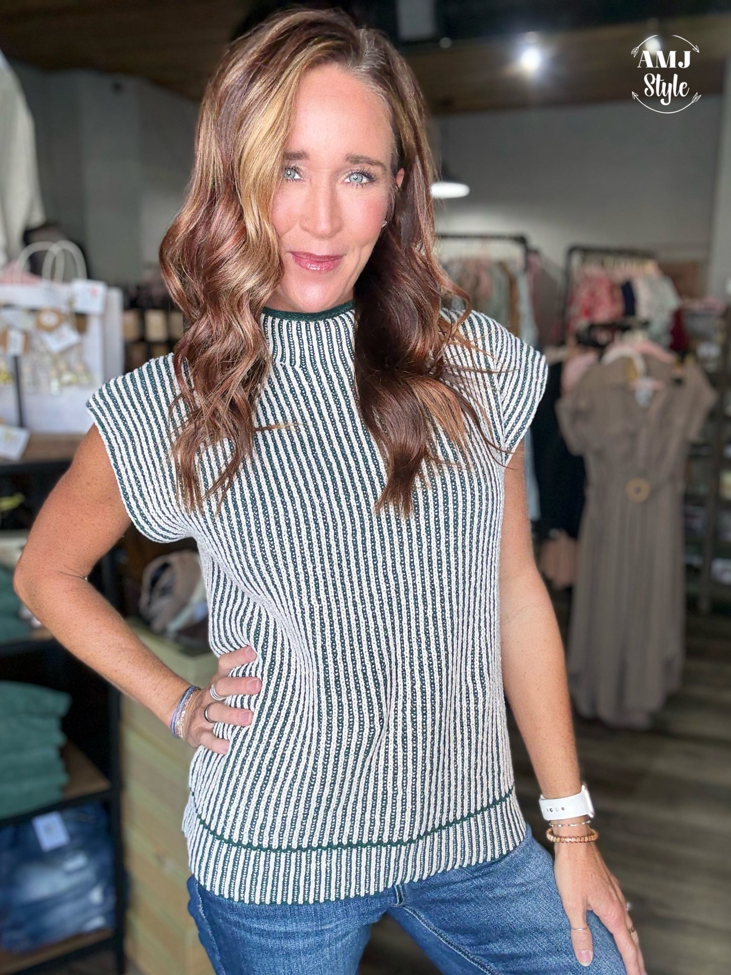 Cozy Cap Sleeve Sweater - Forest
